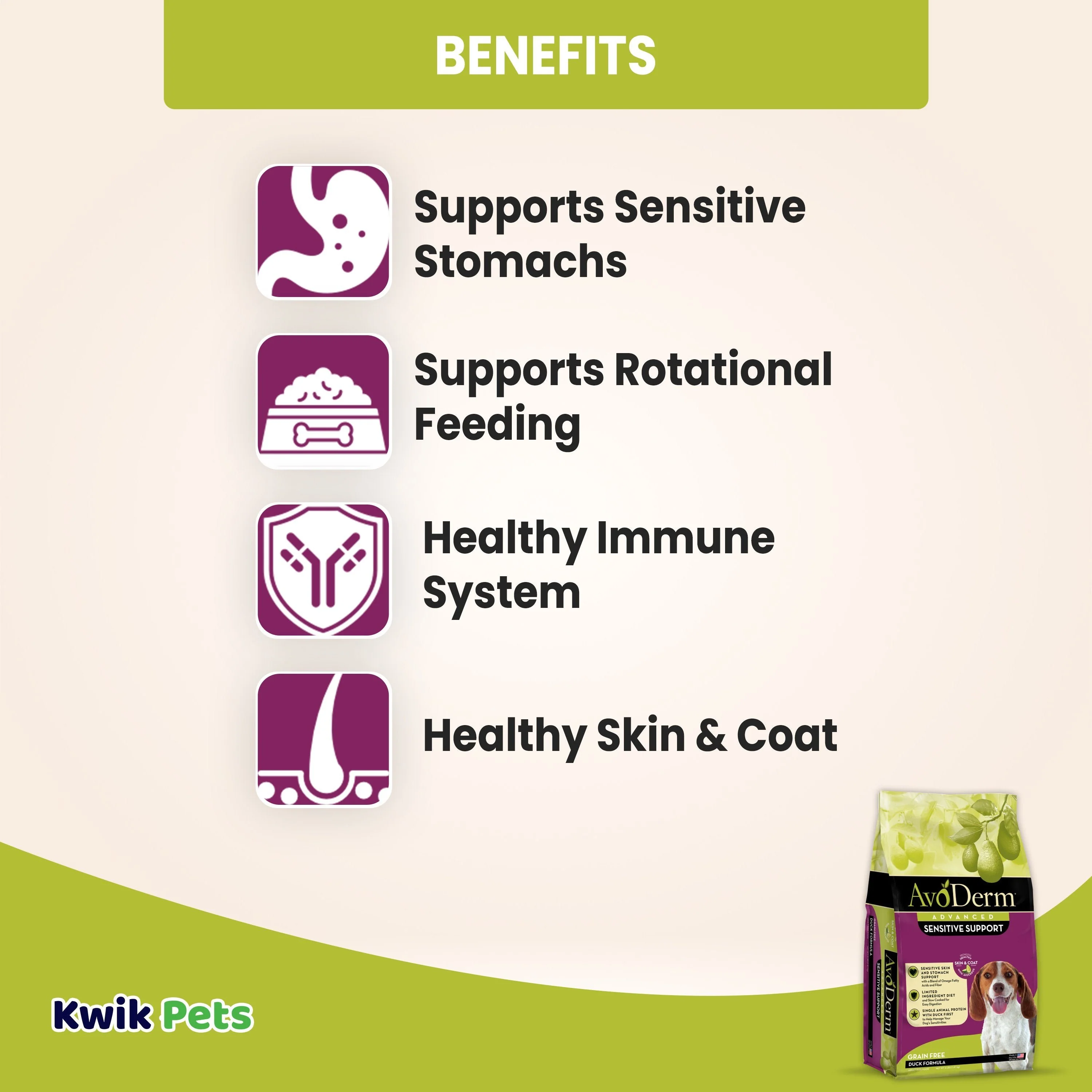 AvoDerm Natural Advanced Sensitive Support Duck Formula Adult Dry Dog Food 4-lb - Image 4