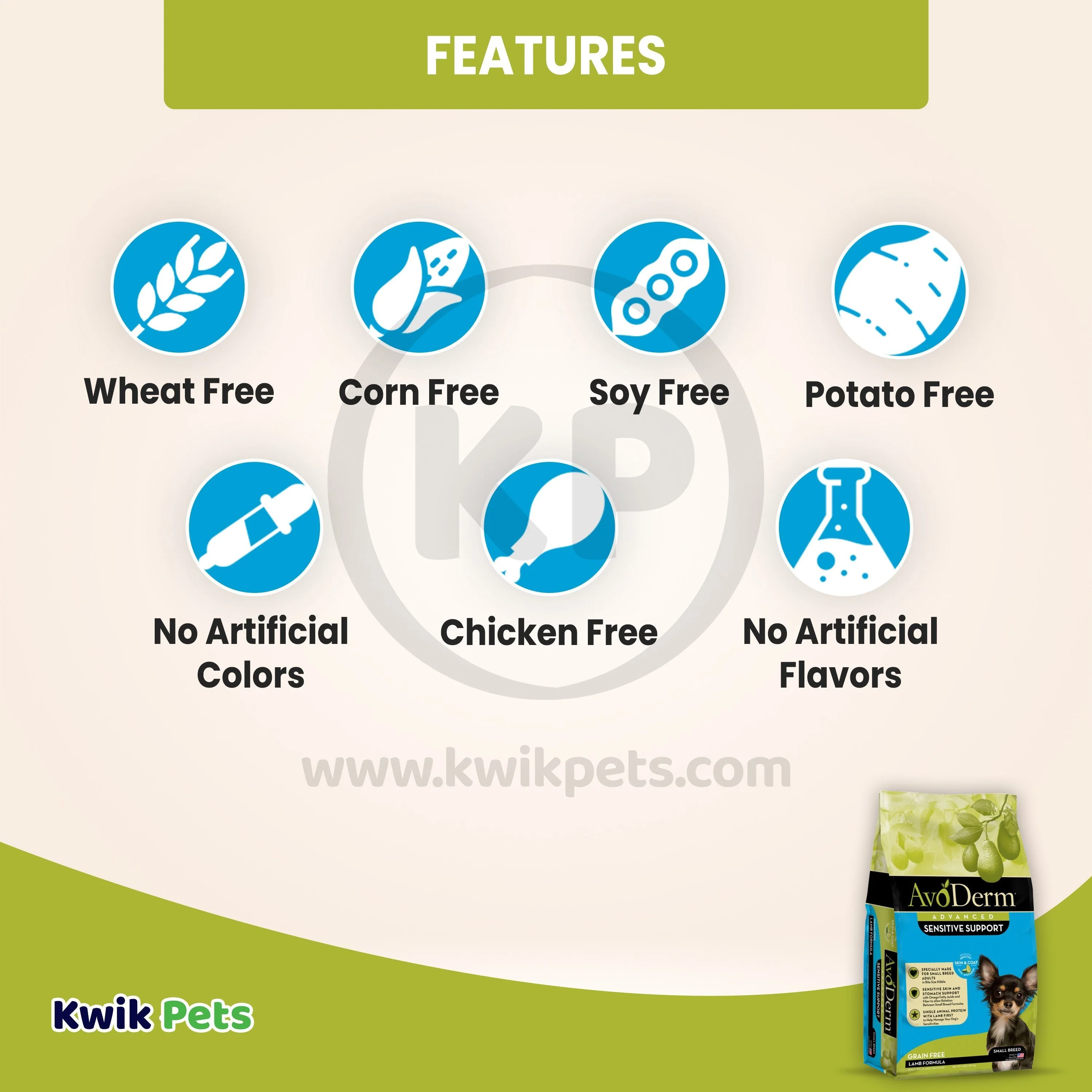 AvoDerm Natural Advanced Sensitive Support Small Breed Lamb Formula Adult Dry Dog Food 4-lb - Image 3