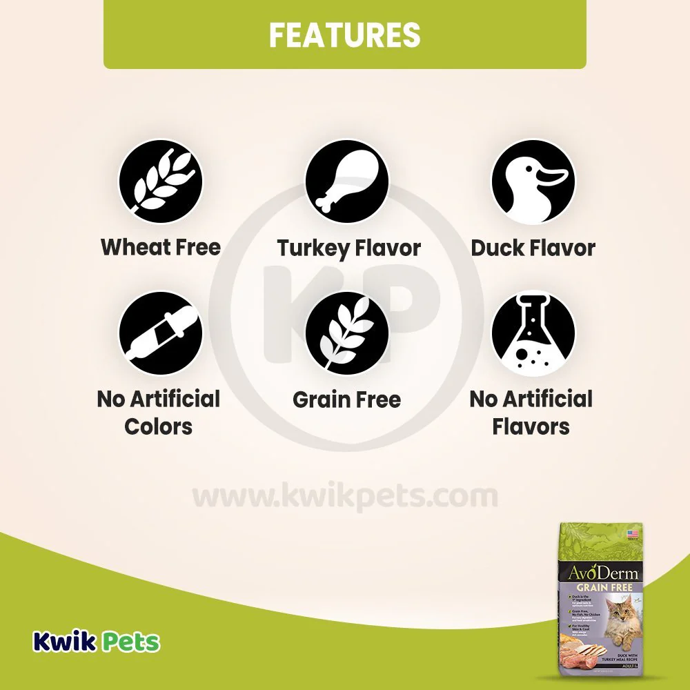 AvoDerm Natural Grain-Free Duck with Turkey Meal Dry Cat Food 2.5-lb - Image 3