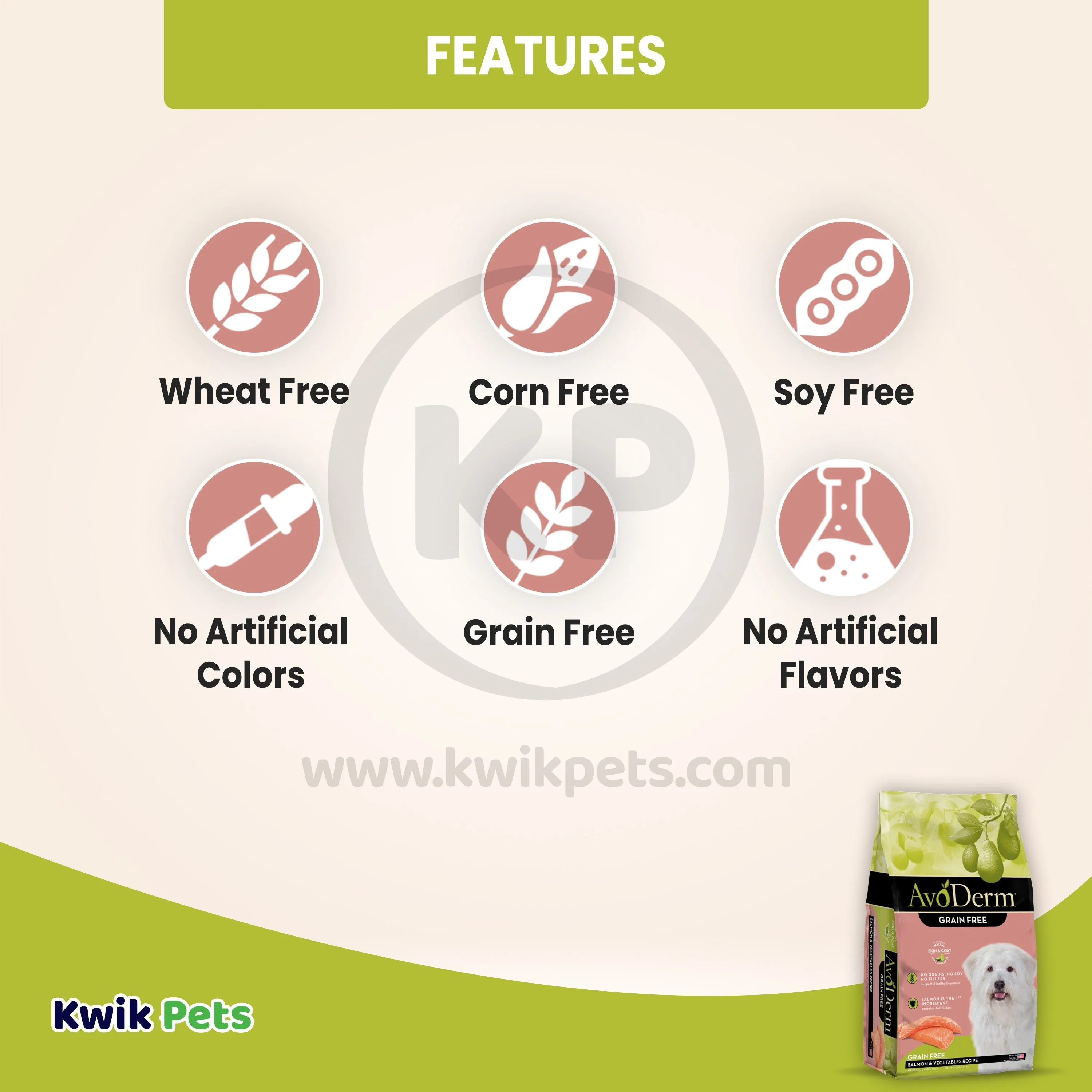 AvoDerm Natural Grain Free Salmon & Vegetables Recipe All Life Stages Dry Dog Food 4-lb - Image 3