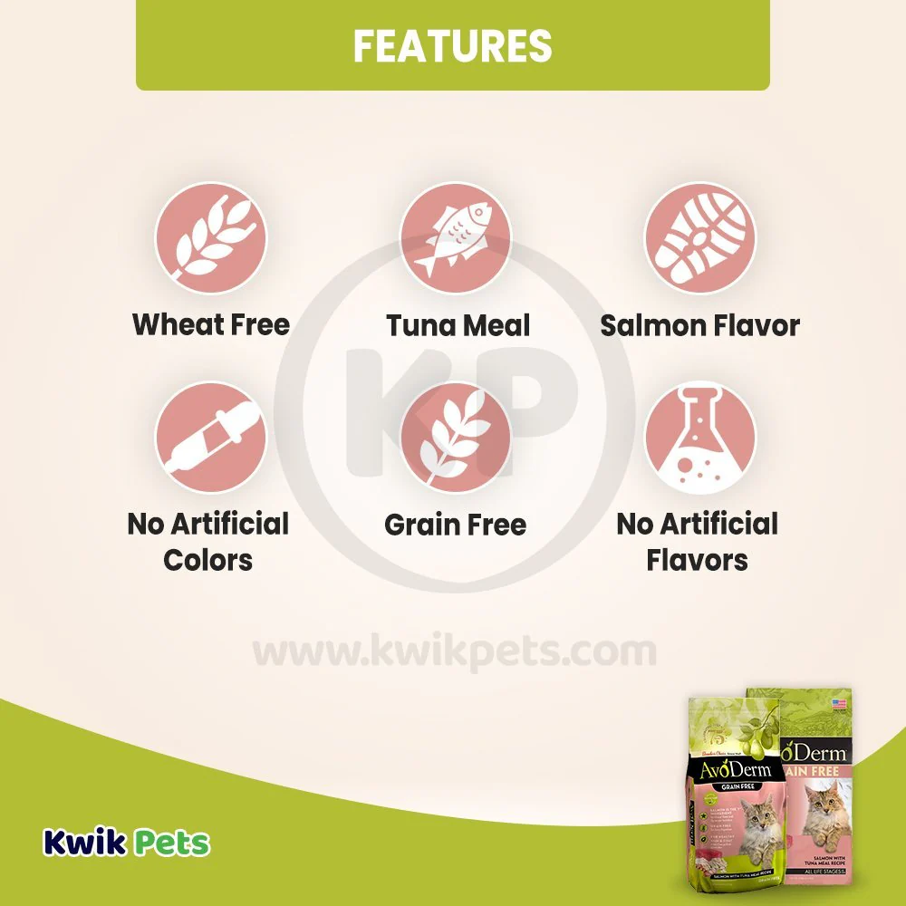 AvoDerm Natural Grain-Free Salmon with Tuna Meal Dry Cat Food 2.5-lb - Image 3