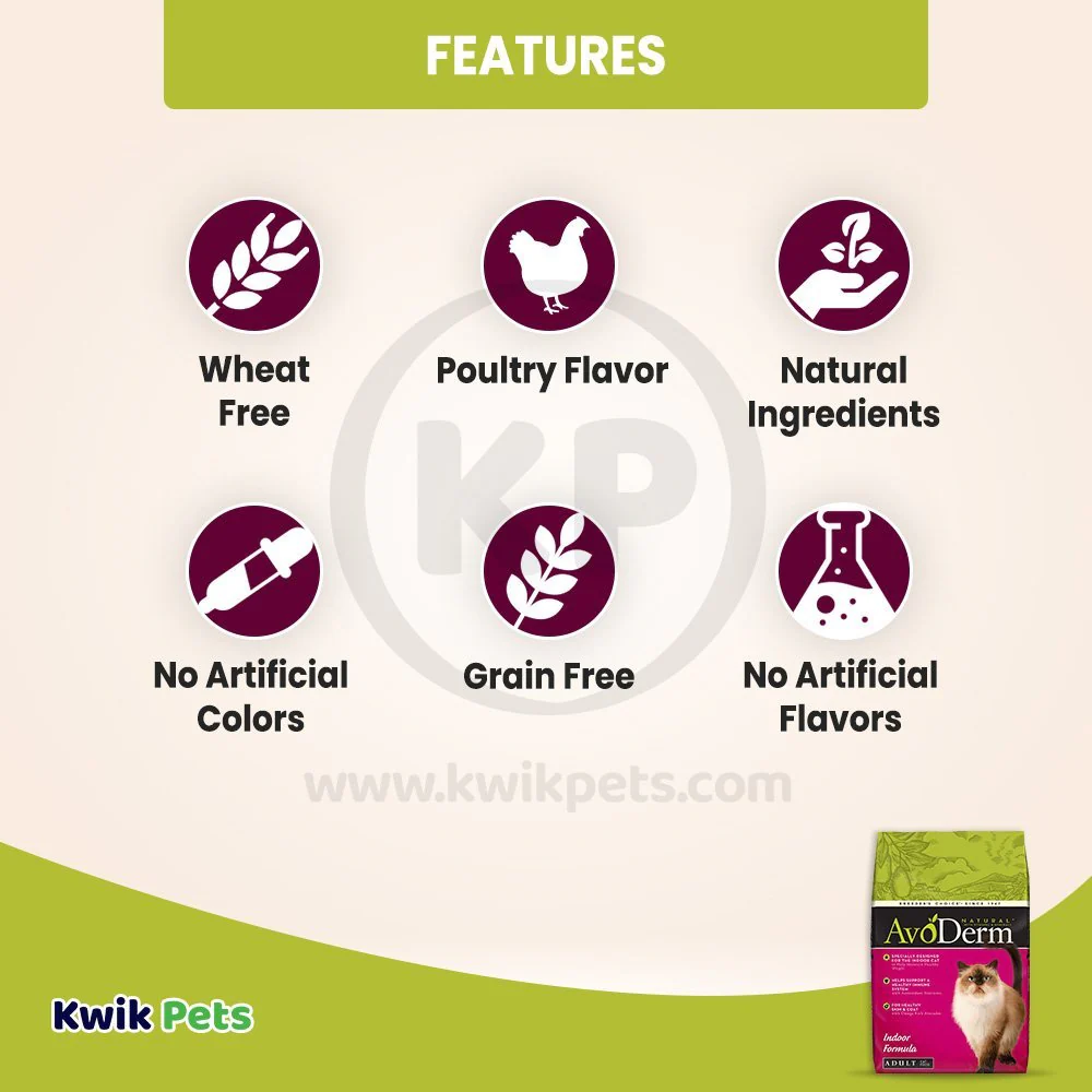 AvoDerm Natural Indoor Formula Adult Dry Cat Food 11-lb - Image 3