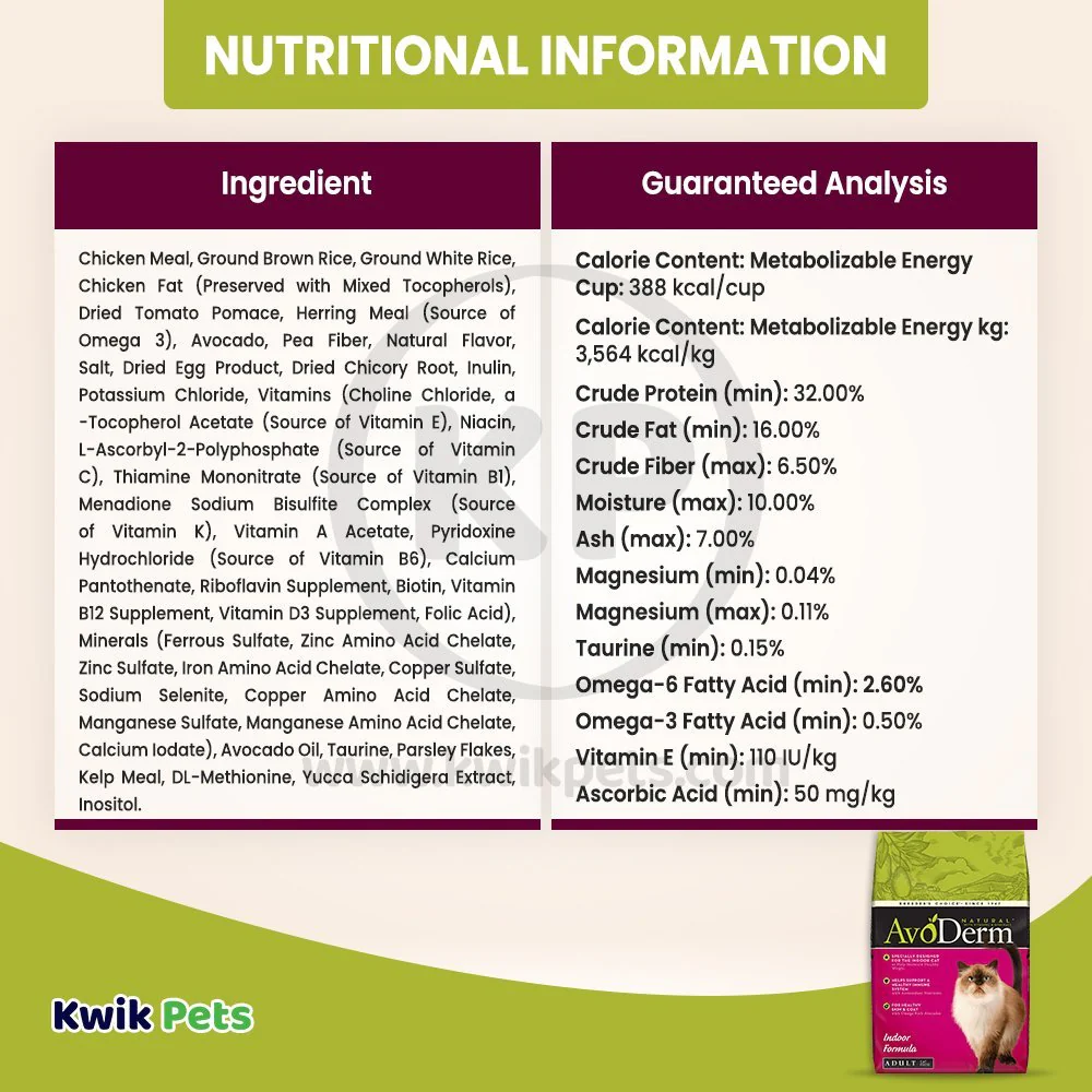 AvoDerm Natural Indoor Formula Adult Dry Cat Food 3.5-lb - Image 5