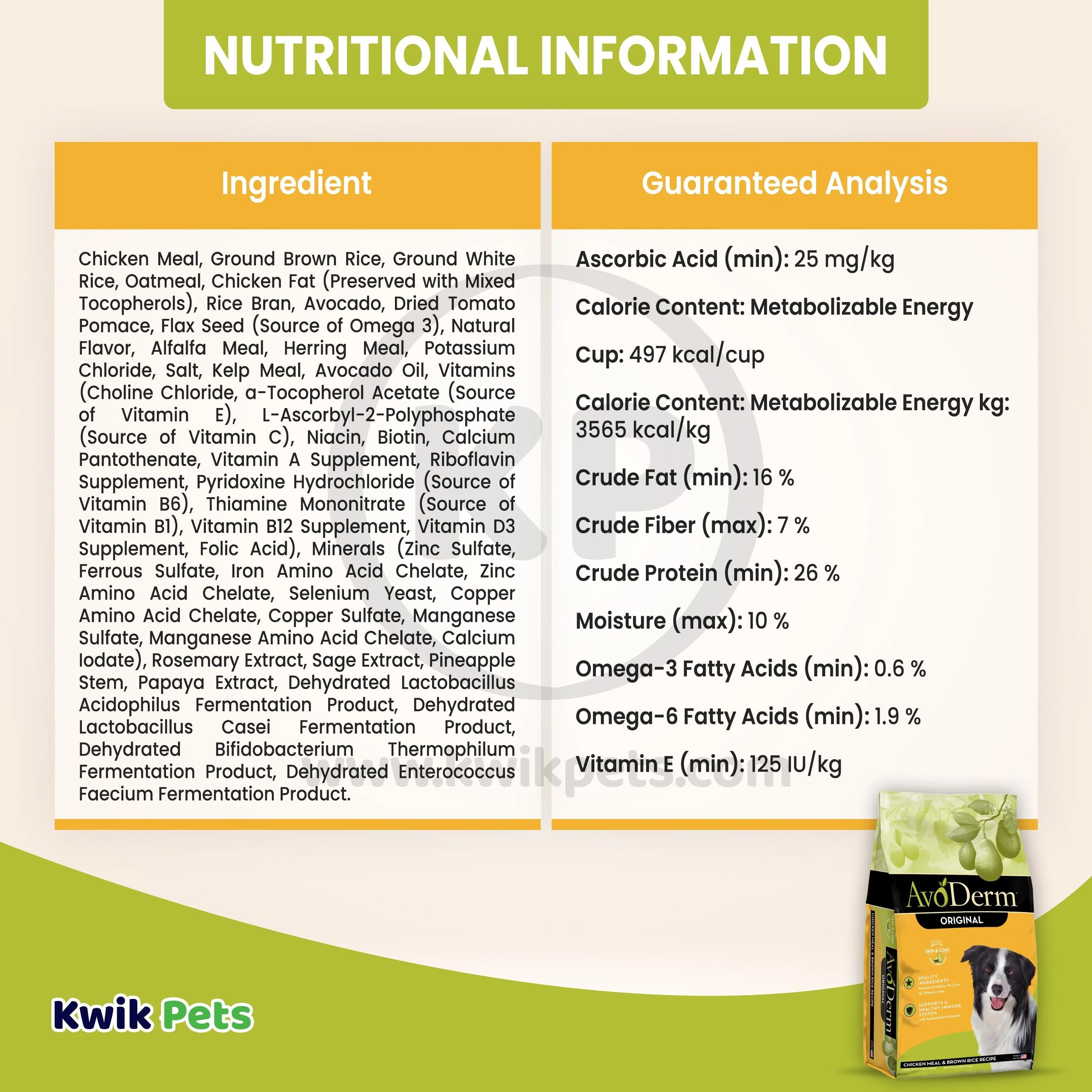 AvoDerm Natural Original Chicken Meal & Brown Rice Dry Dog Food 4.4-lb - Image 5