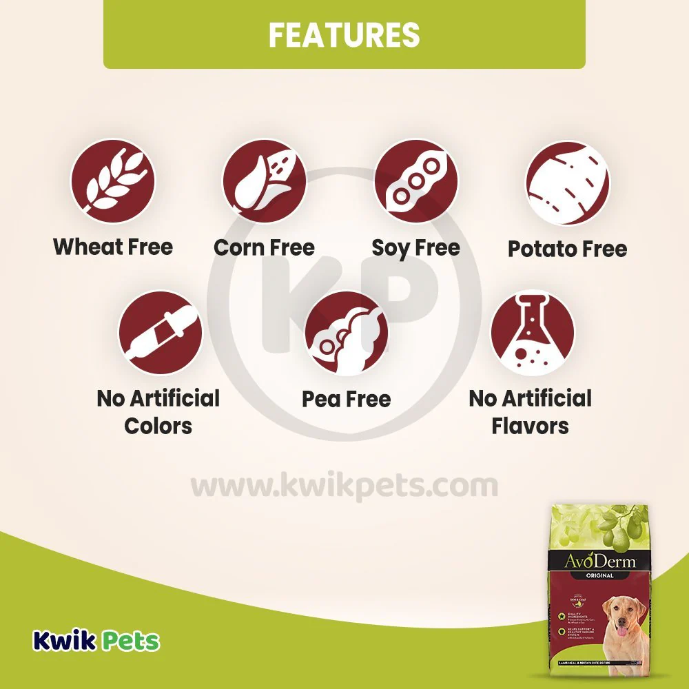 AvoDerm Natural Original Lamb Meal & Brown Rice Recipe Dry Dog Food 26-lb - Image 3