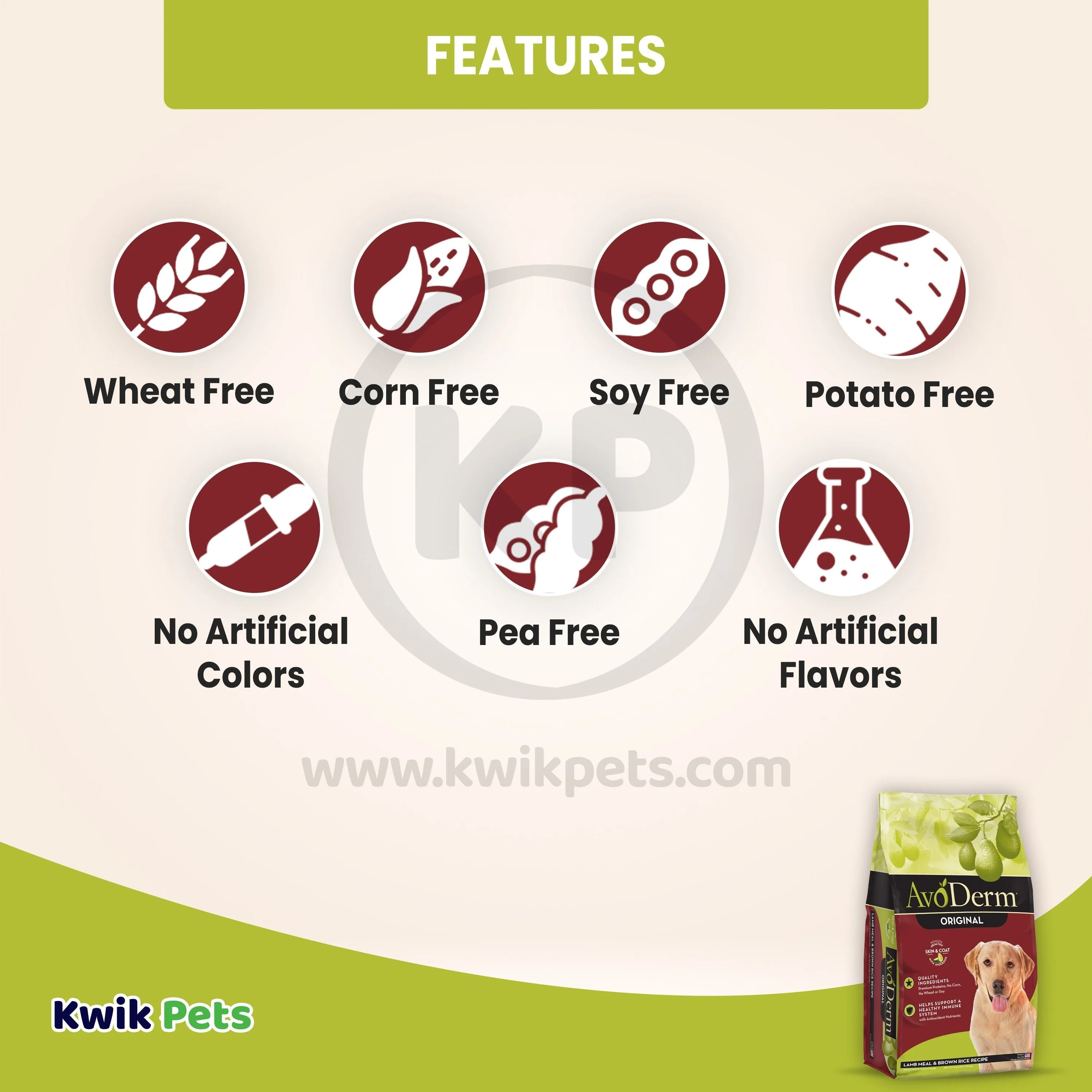 AvoDerm Natural Original Lamb Meal & Brown Rice Recipe Dry Dog Food 4.4-lb - Image 3