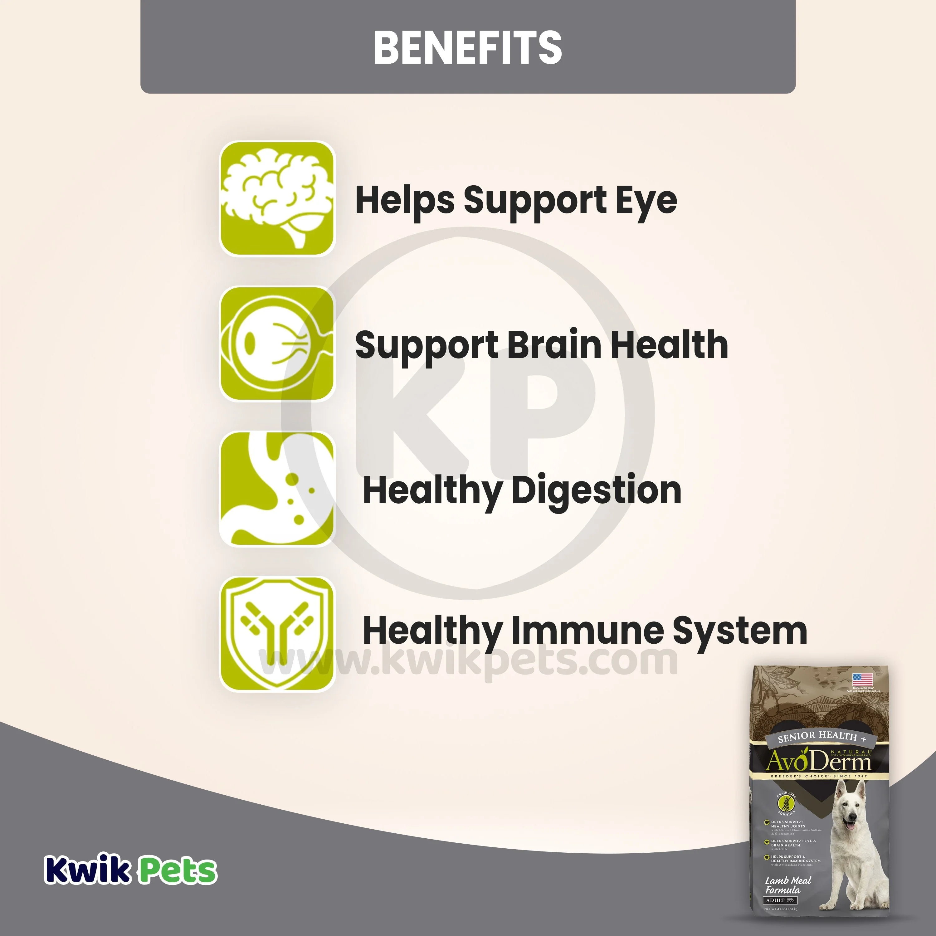 AvoDerm Natural Senior Health + Grain-Free Senior Dry Dog Food Lamb Meal & Brown Rice Formula 4-lb - Image 4