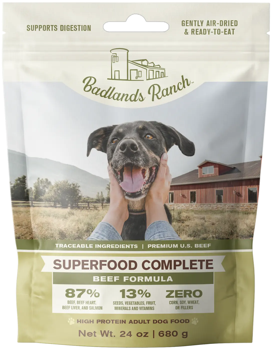Badlands Ranch Superfood Complete Air-Dried Dog Food Beef 24-oz