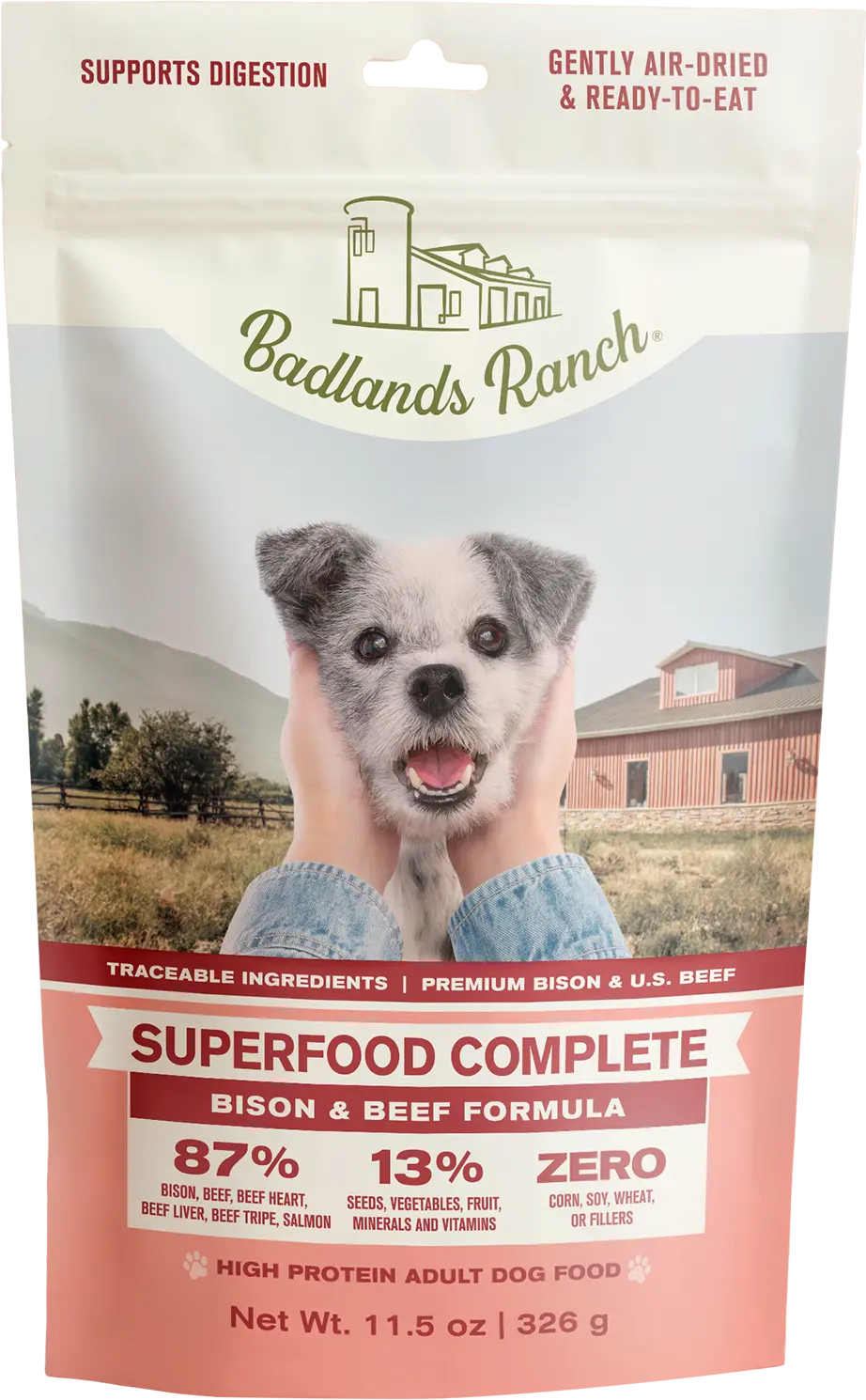 Badlands Ranch Superfood Complete Air-Dried Dog Food Bison & Beef 11.5-oz