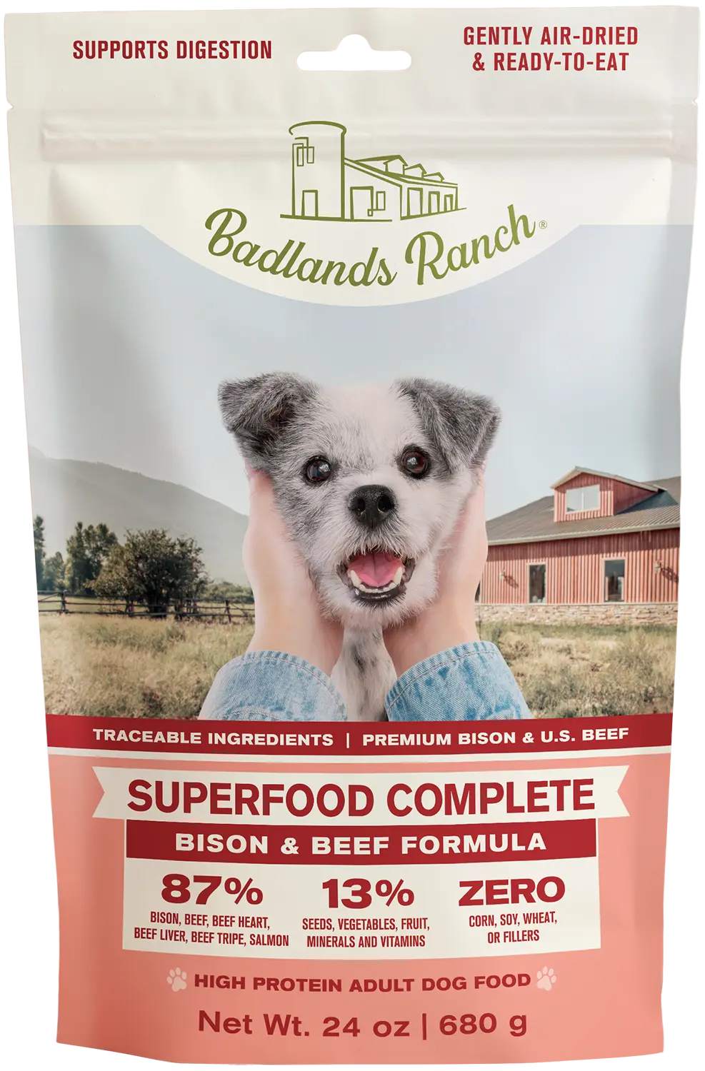 Badlands Ranch Superfood Complete Air-Dried Dog Food Bison & Beef 24-oz