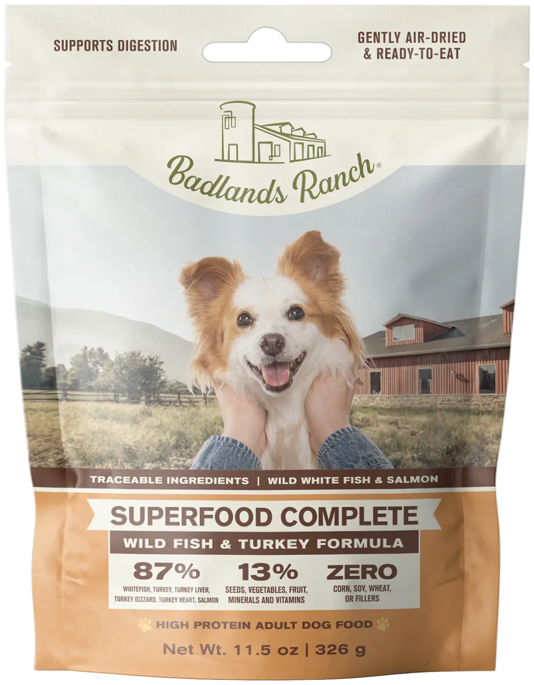 Badlands Ranch Superfood Complete Air-Dried Dog Food Wild Fish & Turkey 11.5-oz