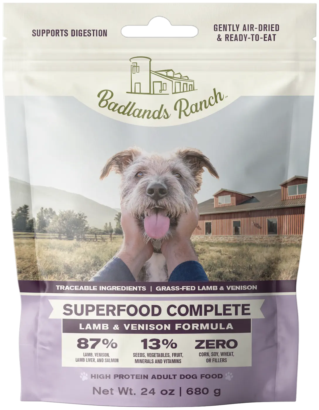 Badlands Ranch Superfood Complete Air-Dried Dog Food Lamb & Venison 24-oz