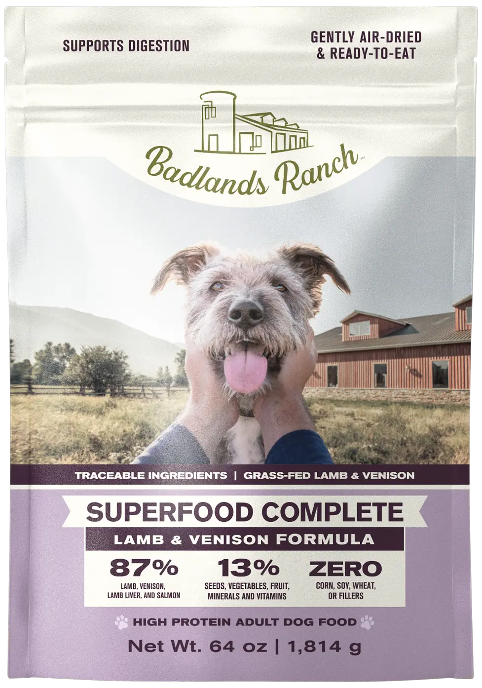 Badlands Ranch Superfood Complete Air-Dried Dog Food Lamb & Venison 64-oz