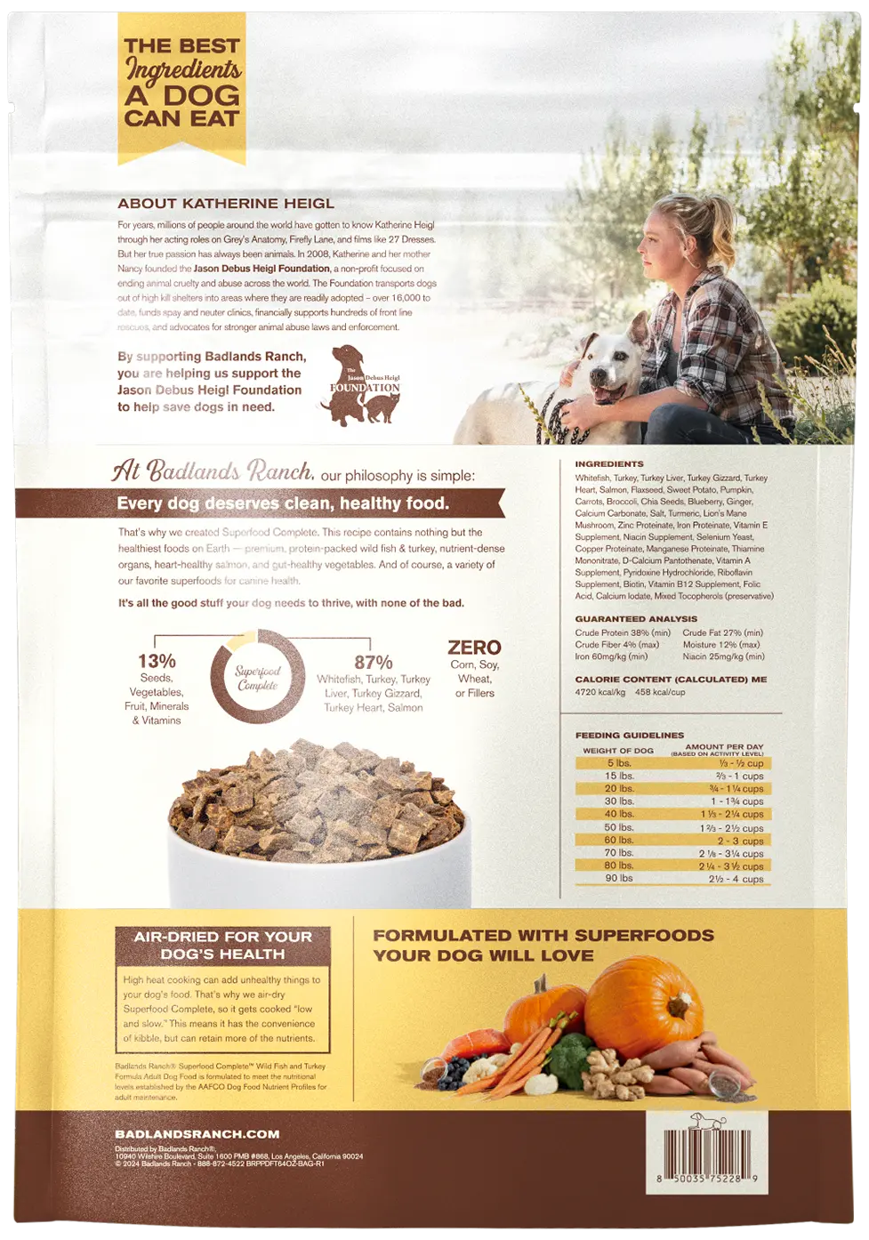 Badlands Ranch Superfood Complete Air-Dried Dog Food Wild Fish & Turkey 64-oz - Image 2