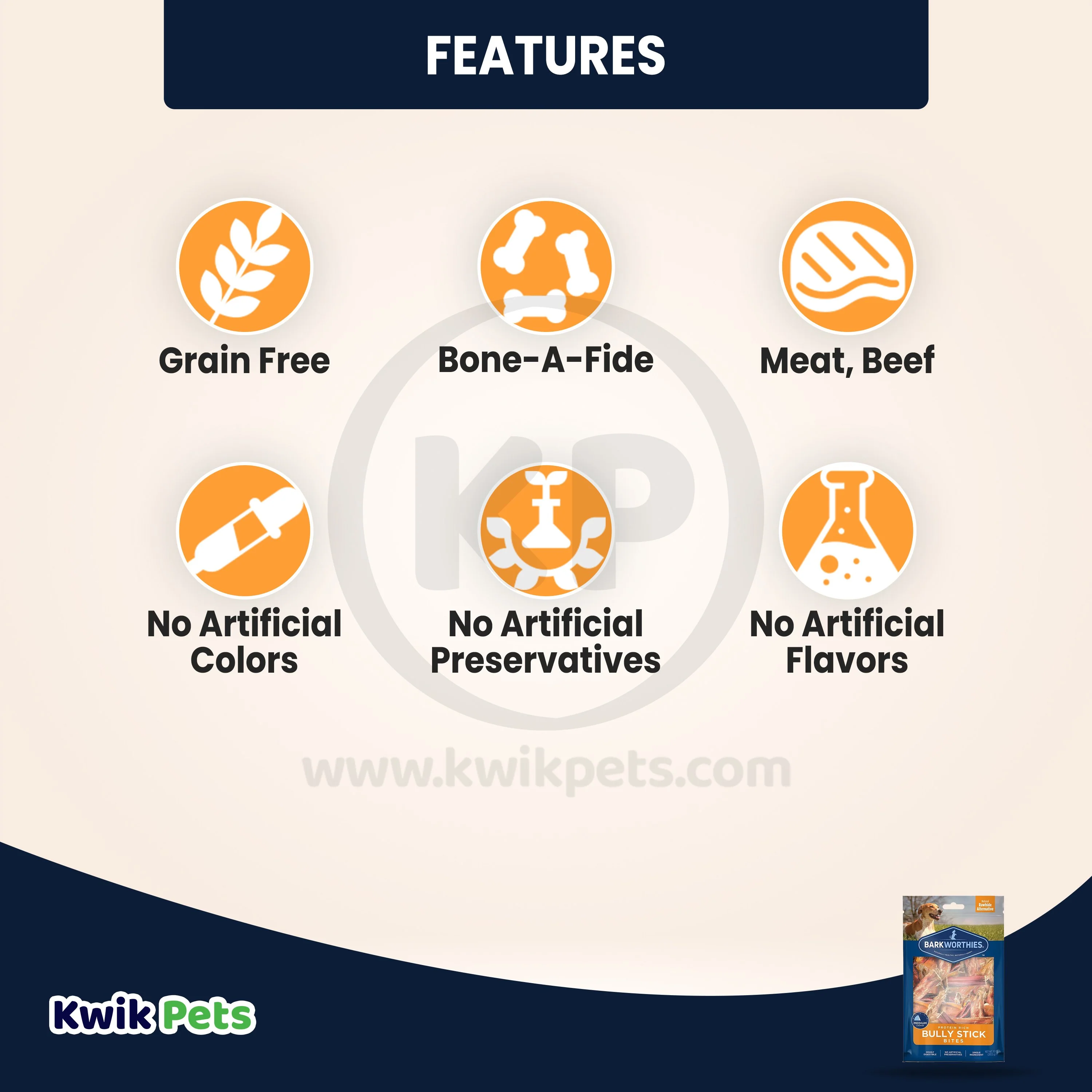 Barkworthies Protein Rich Beef Bully Stick Bites Dog Chews 10-oz - Image 3