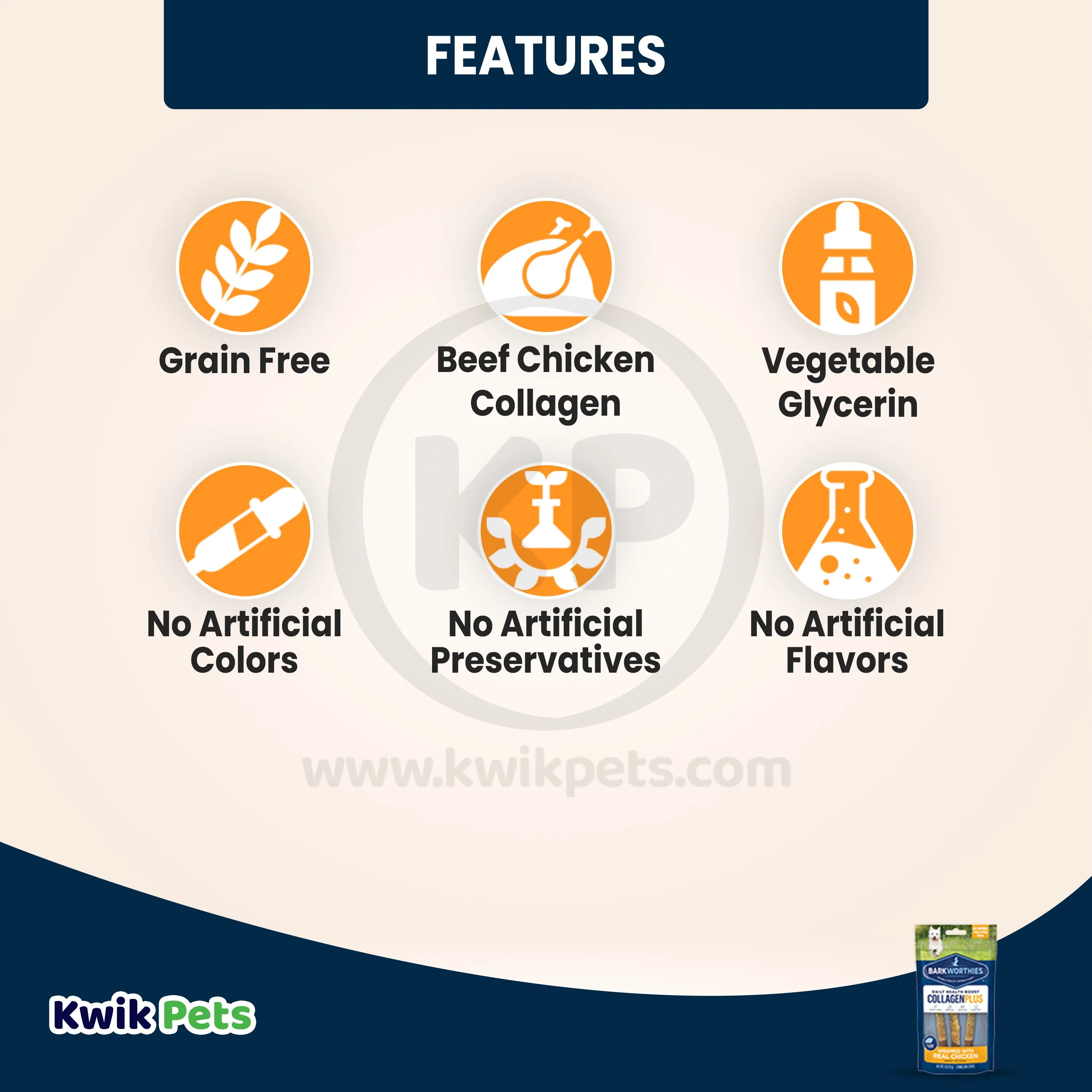 Barkworthies 6" Collagen Plus Real Chicken Wrapped Beef Stick Small Dog Chew 3 Count 2-oz - Image 3