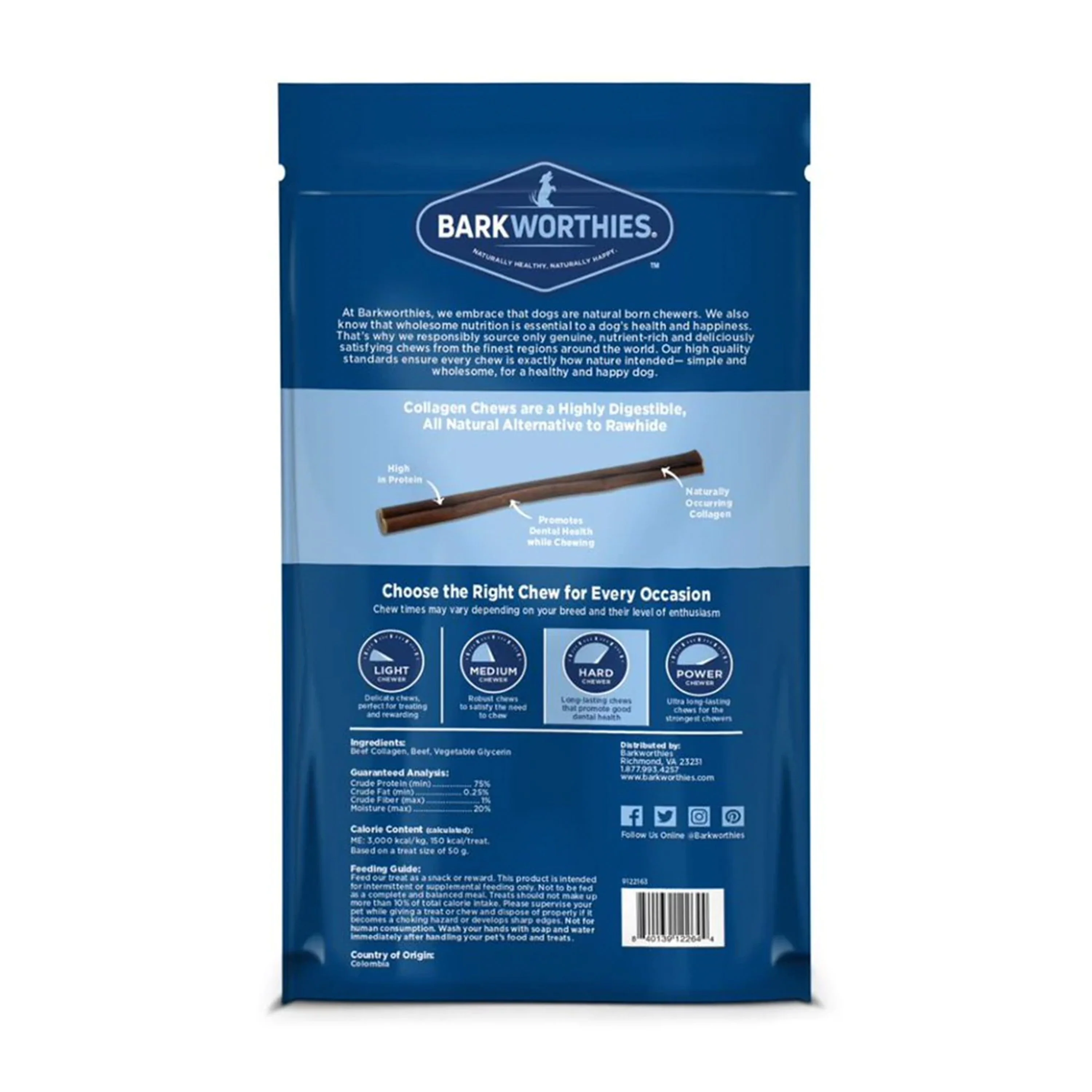 Barkworthies 6" Collagen Odor Free Beef Stick Dog Chew 3 Count 2-oz - Image 2