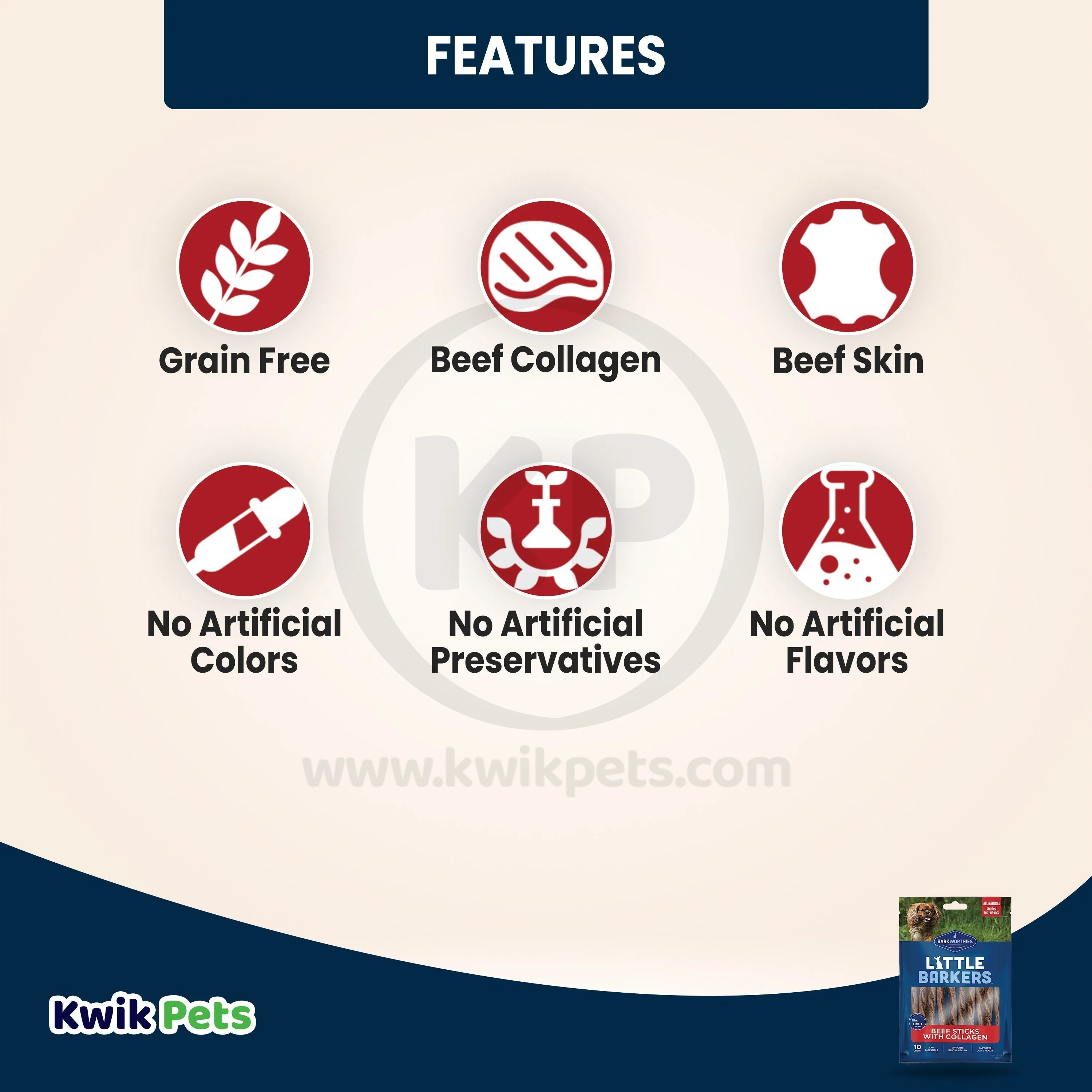 Barkworthies Little Barkers Beef Sticks with Collagen Dog Chews 10 Count - Image 3