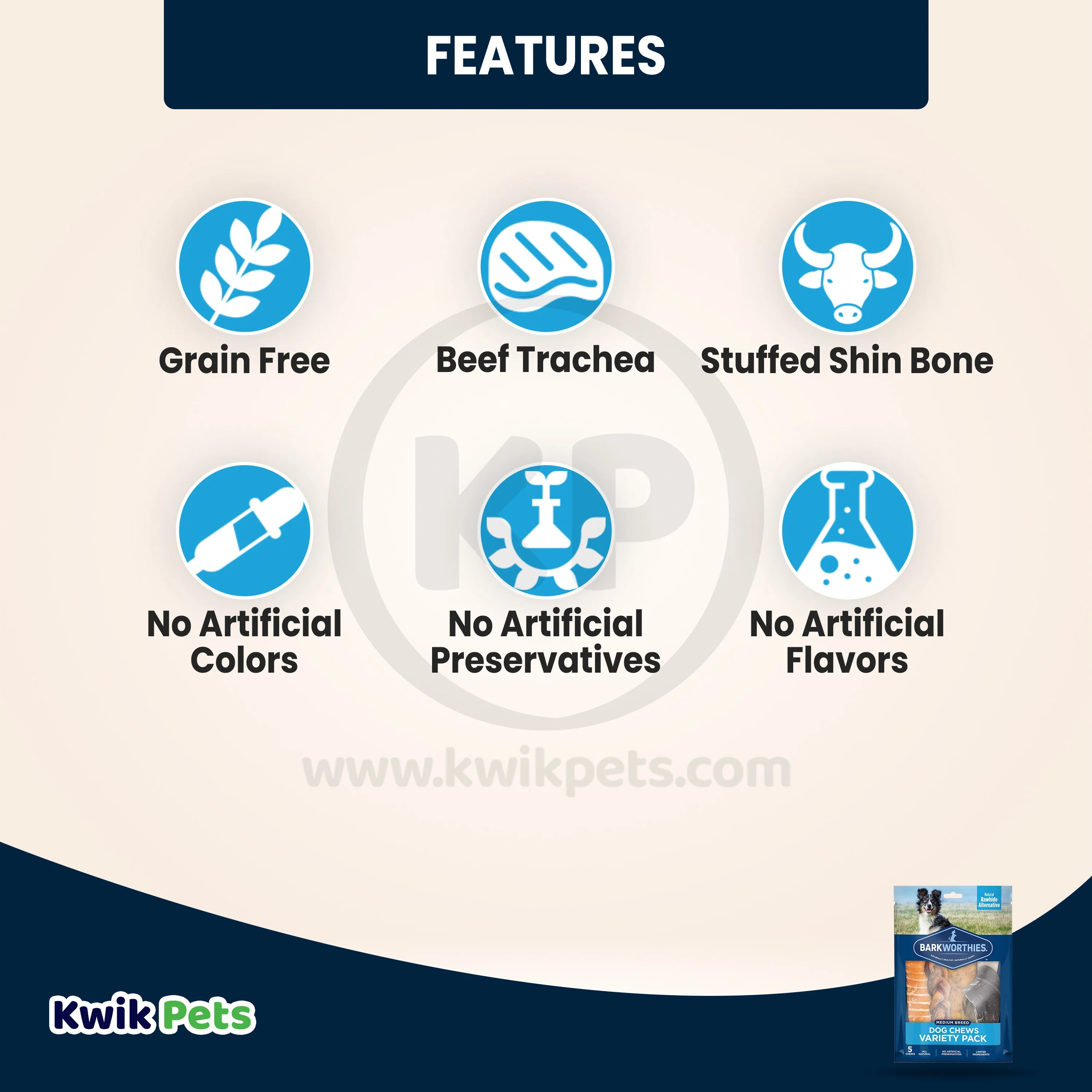 Barkworthies Medium Breed Dog Chews Variety Pack 5 Count - Image 2