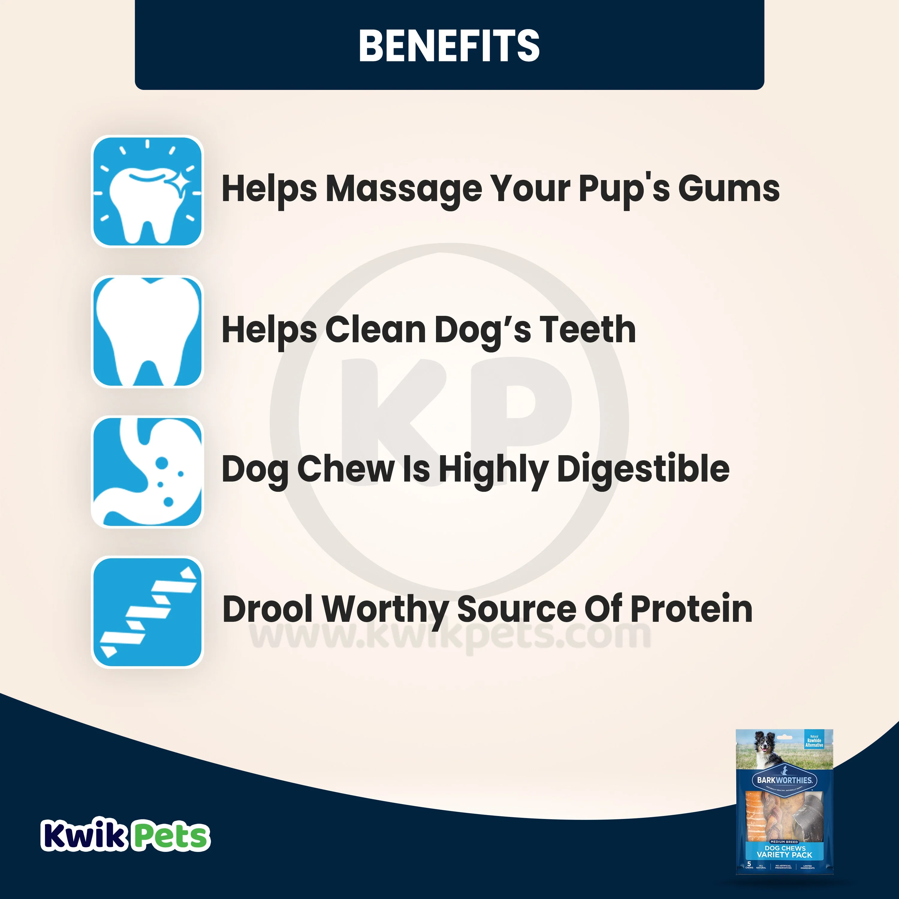 Barkworthies Medium Breed Dog Chews Variety Pack 5 Count - Image 3