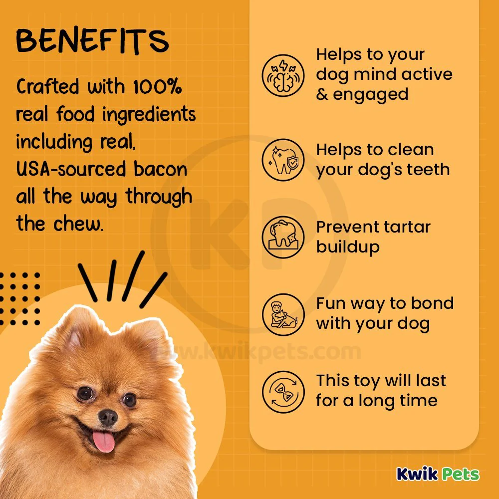 Benebone Dental Chew & Wishbone Dog Chew Toy Bacon Tiny 2 Count - Image 3