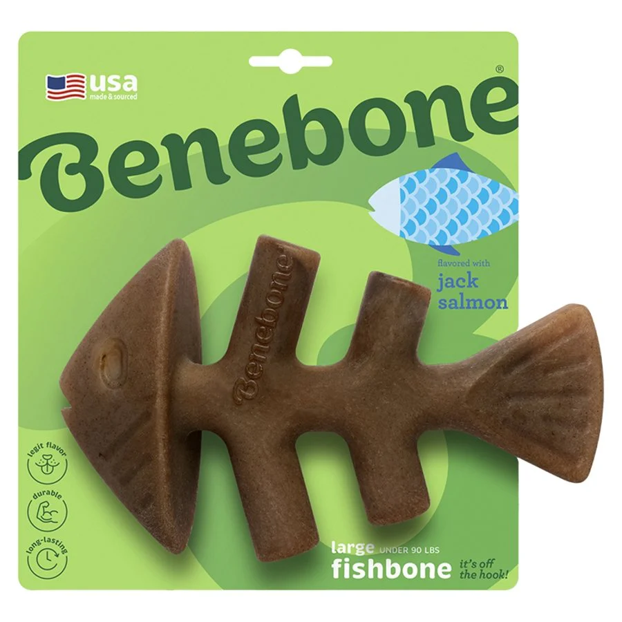 Benebone Jack Salmon Fishbone Dog Chew Toy Large