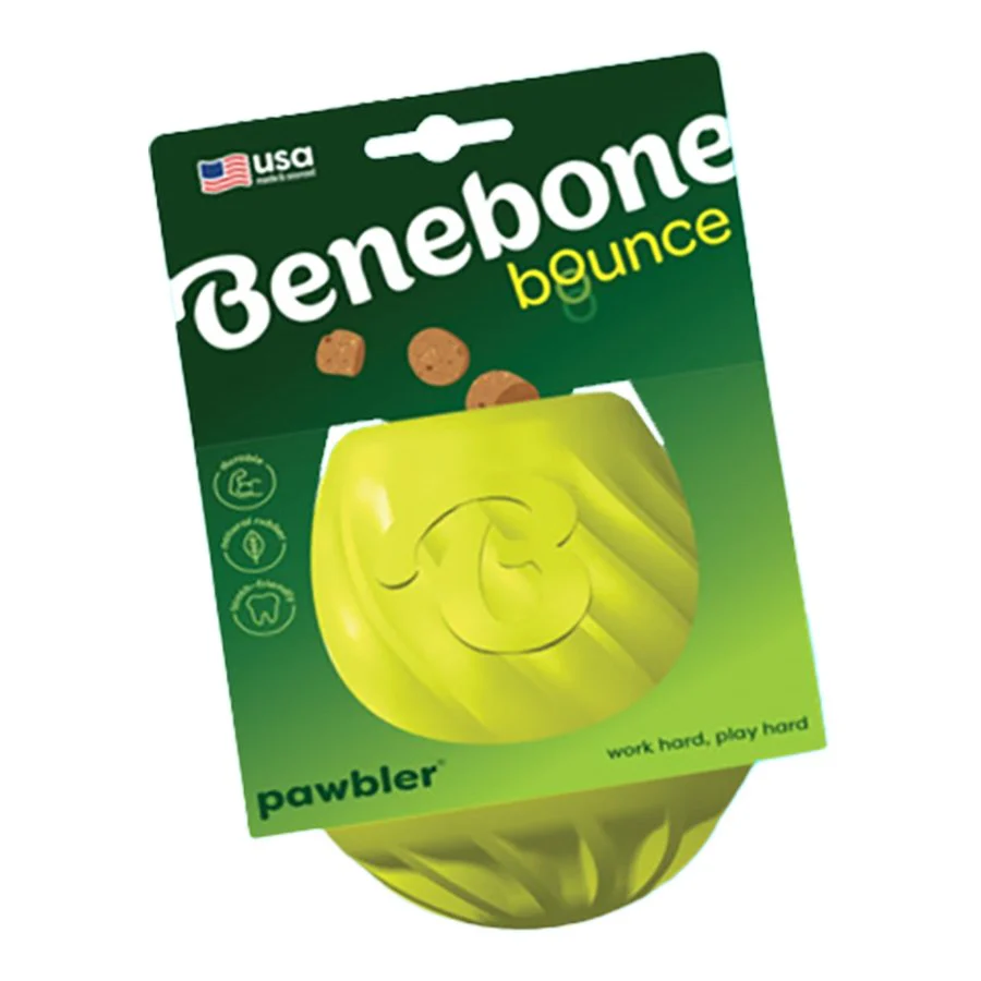 Benebone Natural Rubber Pawbler Treat Dispensing Dog Toy Green Medium