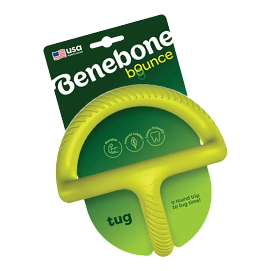 Benebone Natural Rubber Tug Dog Toy Green Medium