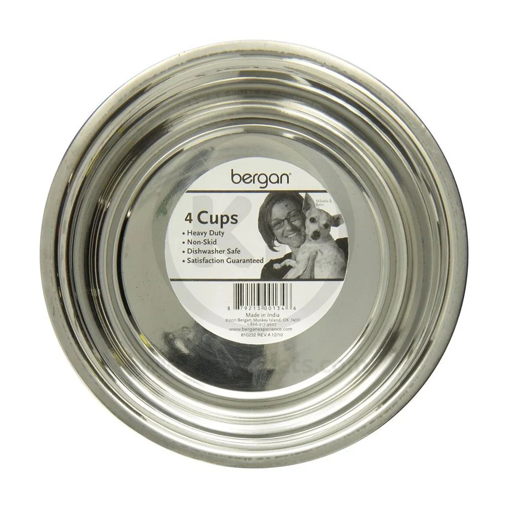 Bergan Heavy Duty Stainless Steel Dog & Cat Bowl 4-Cups Capacity - Image 5