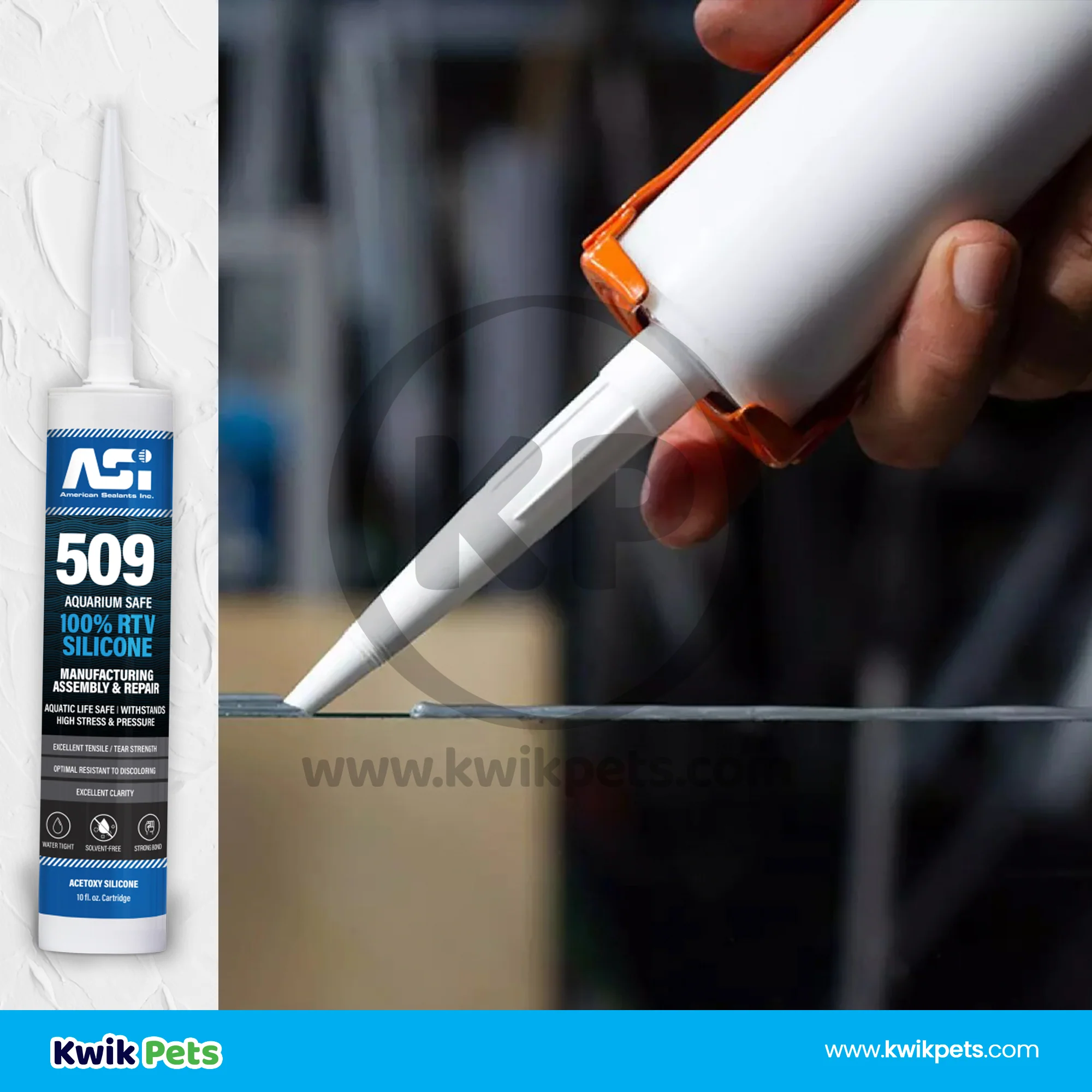 ASI Black Aquarium Silicone Sealant Cartridge 10.2-oz 10 Pack - Image 7