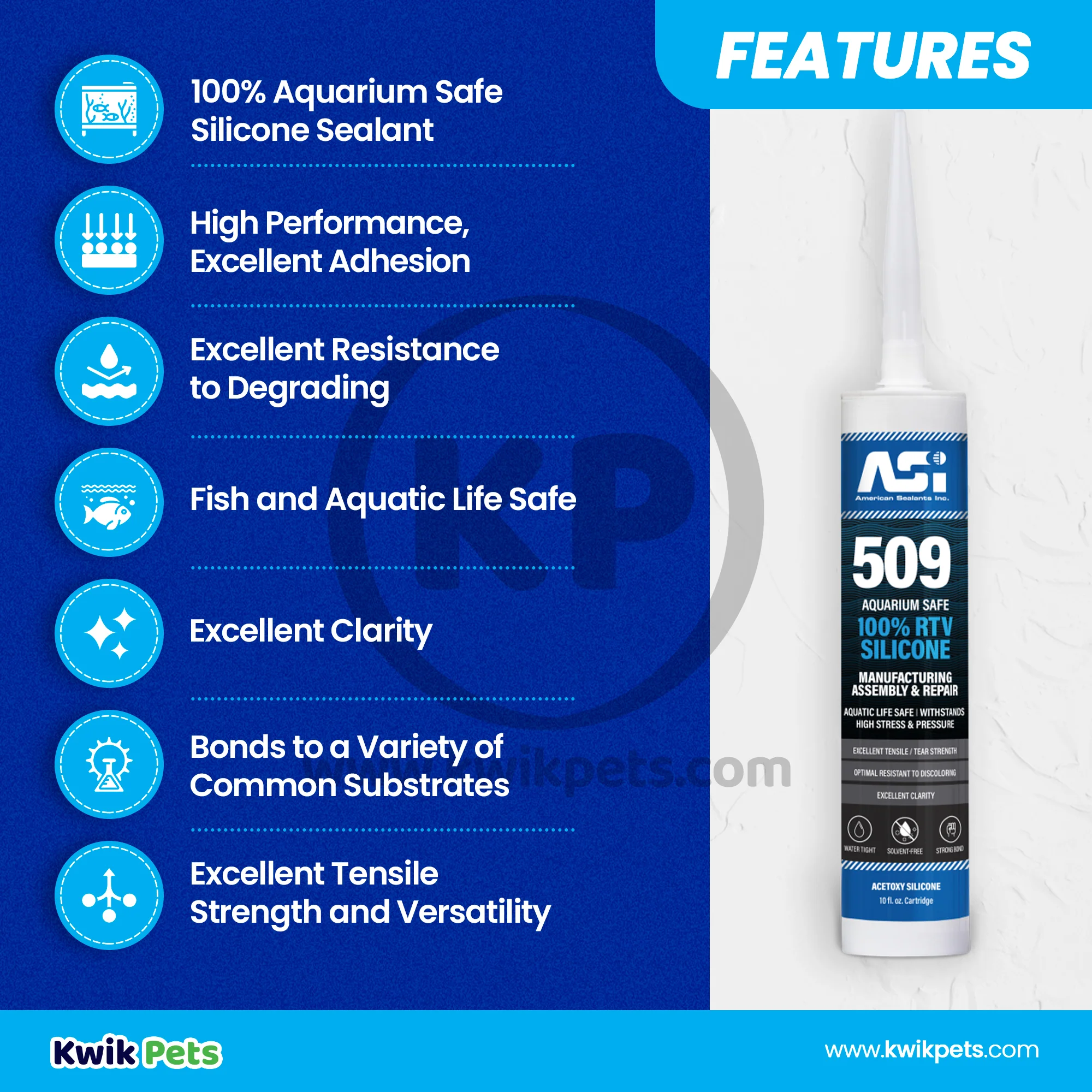 ASI Black Aquarium Silicone Sealant Cartridge 10.2-oz 5 Pack - Image 3