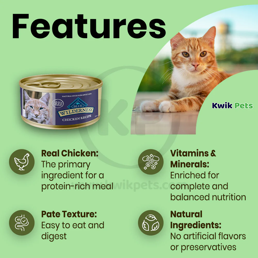 Blue Buffalo Wilderness Grain-Free Chicken Recipe Adult Wet Cat Food 3-oz - Image 3