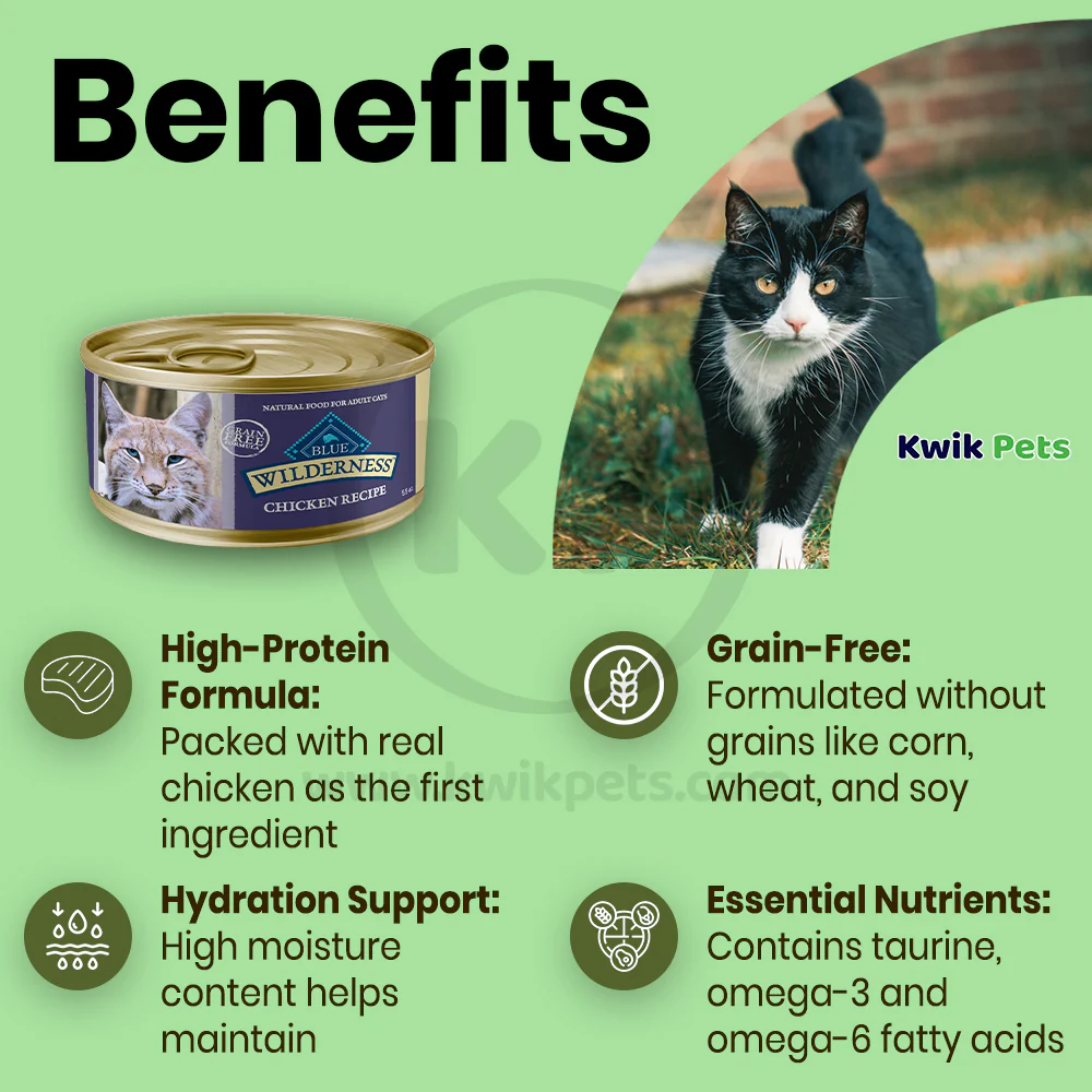 Blue Buffalo Wilderness Grain-Free Chicken Recipe Adult Wet Cat Food 3-oz - Image 4