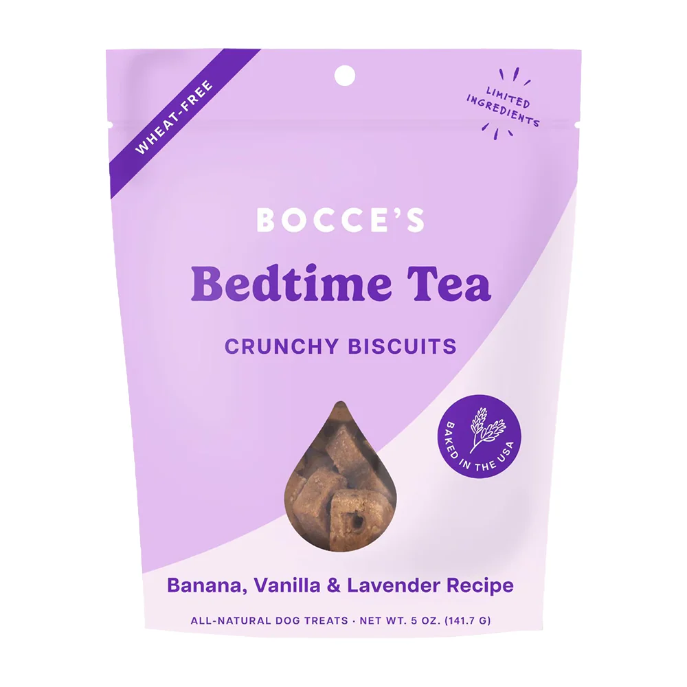 Bocce's Bakery Bedtime Tea Crunchy Biscuits Dog Treats Banana Vanilla & Lavender 5-oz