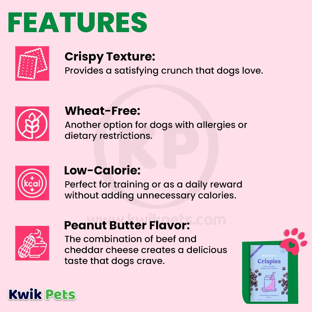 Bocce's Bakery Crispies Light & Handy Snack-Sized Dog Treats Peanut Butter & Blueberry 10-oz - Image 3