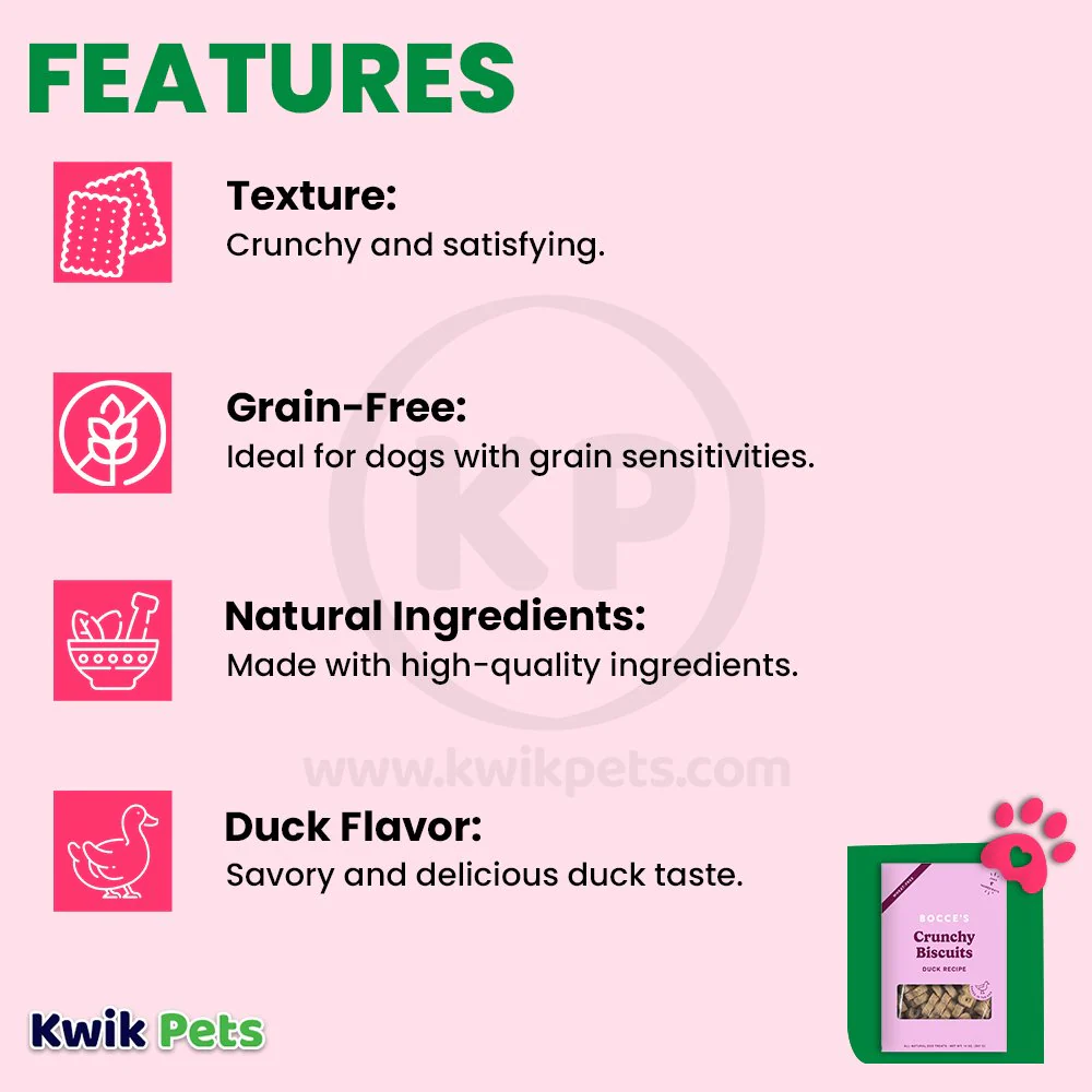 Bocce's Bakery Crunchy Biscuits Dog Treats Duck 14-oz - Image 3
