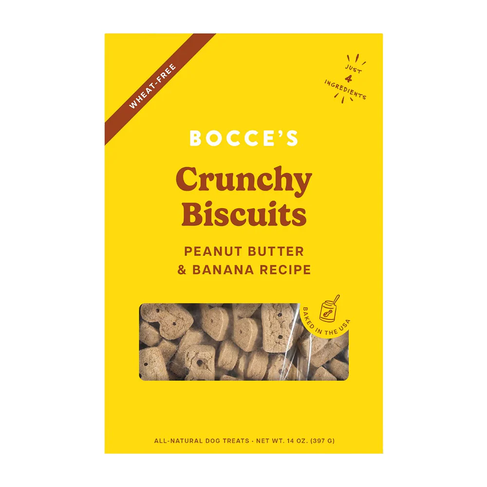 Bocce's Bakery Crunchy Biscuits Dog Treats Peanut Butter & Banana 14-oz