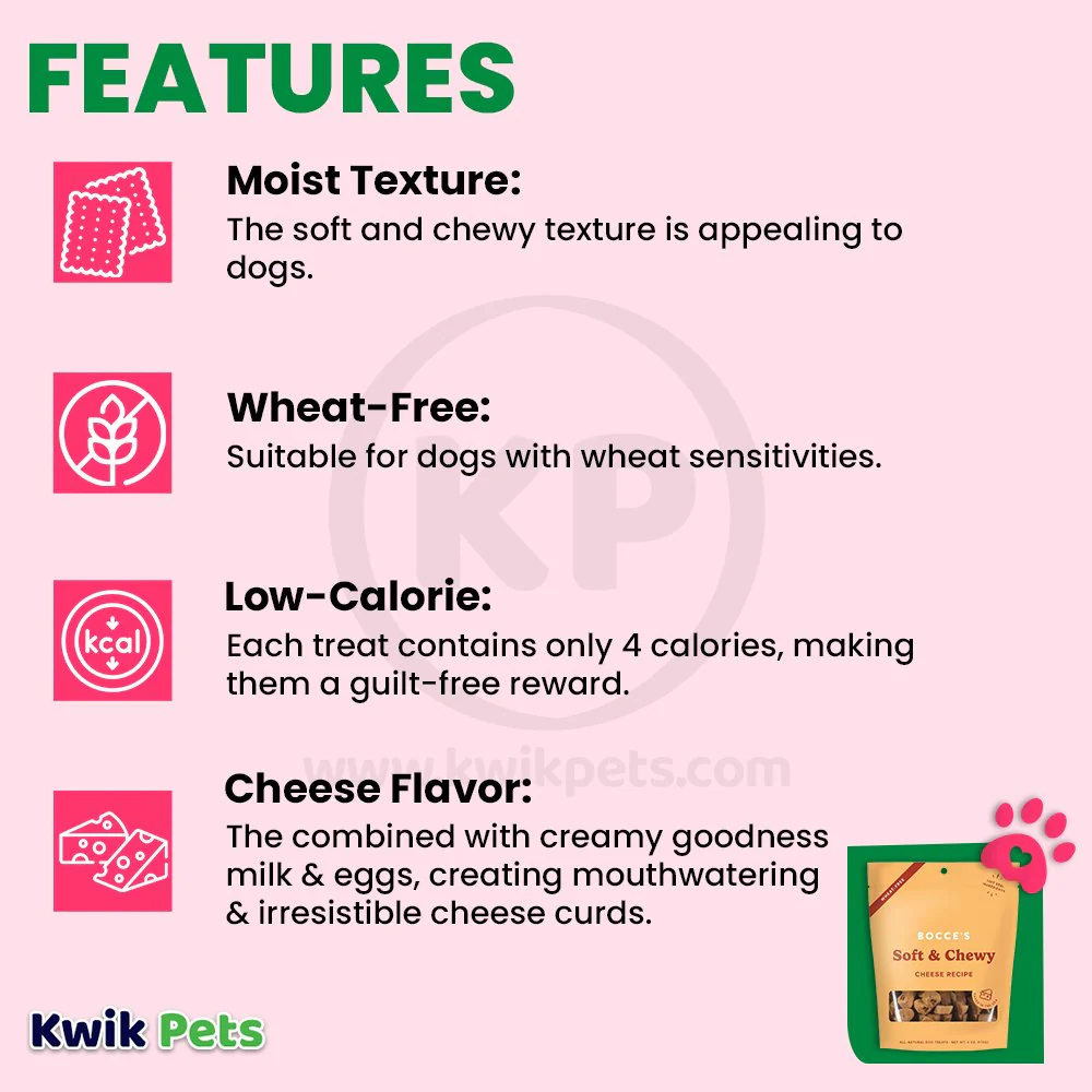 Bocce's Bakery Soft & Chewy Dog Treats Cheese 6-oz - Image 3