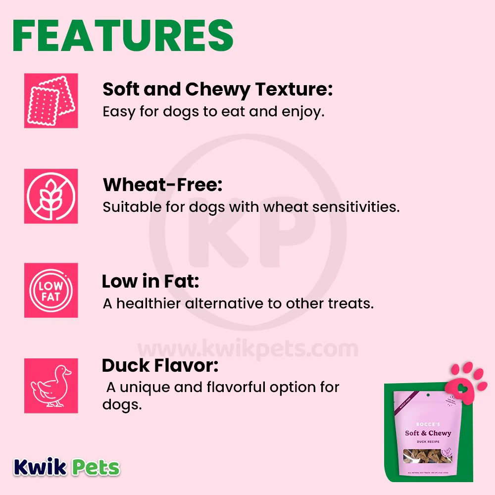Bocce's Bakery Soft & Chewy Dog Treats Duck 6-oz - Image 3