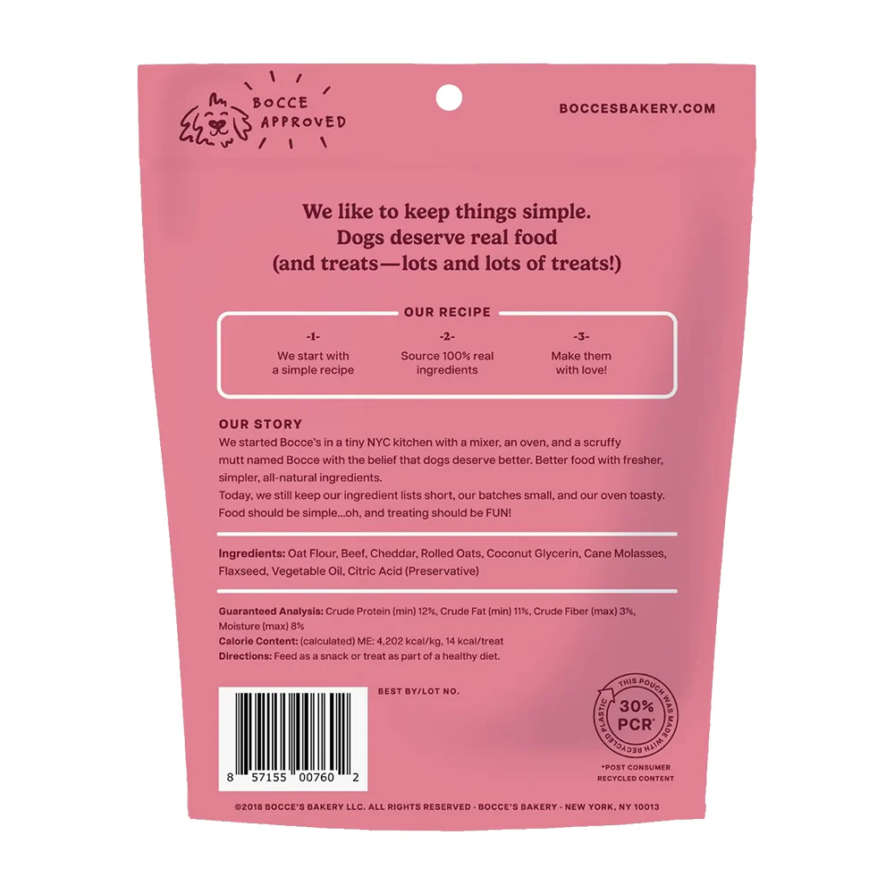 Bocce's Bakery Say Moo Soft & Chewy Dog Treats Beef & Cheddar 6-oz - Image 2