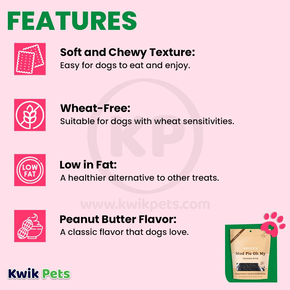 Bocce's Bakery Mud Pie Oh My Training Bites Dog Treats Peanut Butter Carob & Vanilla 6-oz - Image 3