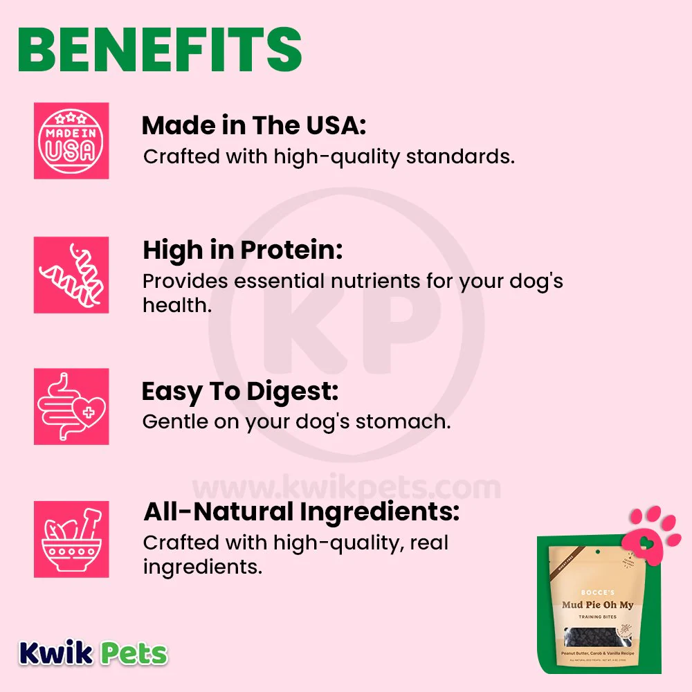 Bocce's Bakery Mud Pie Oh My Training Bites Dog Treats Peanut Butter Carob & Vanilla 6-oz - Image 4