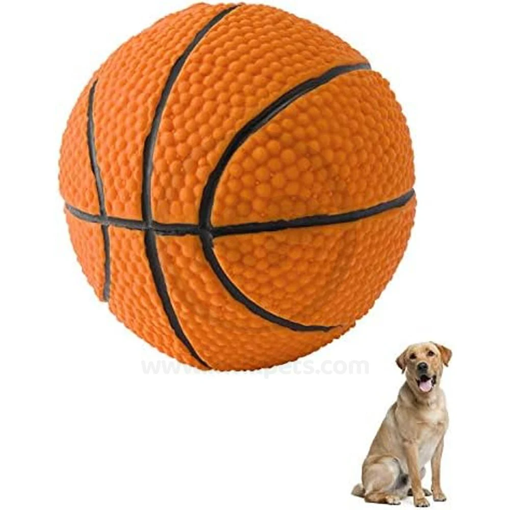 Boss Pet Digger's Orange Latex Basketball Squeaky Dog Toy Medium - Image 3