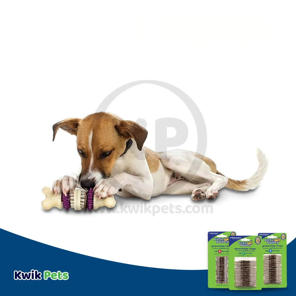 Busy Buddy Gnawhide Dog Treat Ring Refills Natural Rawhide Size A 16 Count 1.83-oz - Image 6