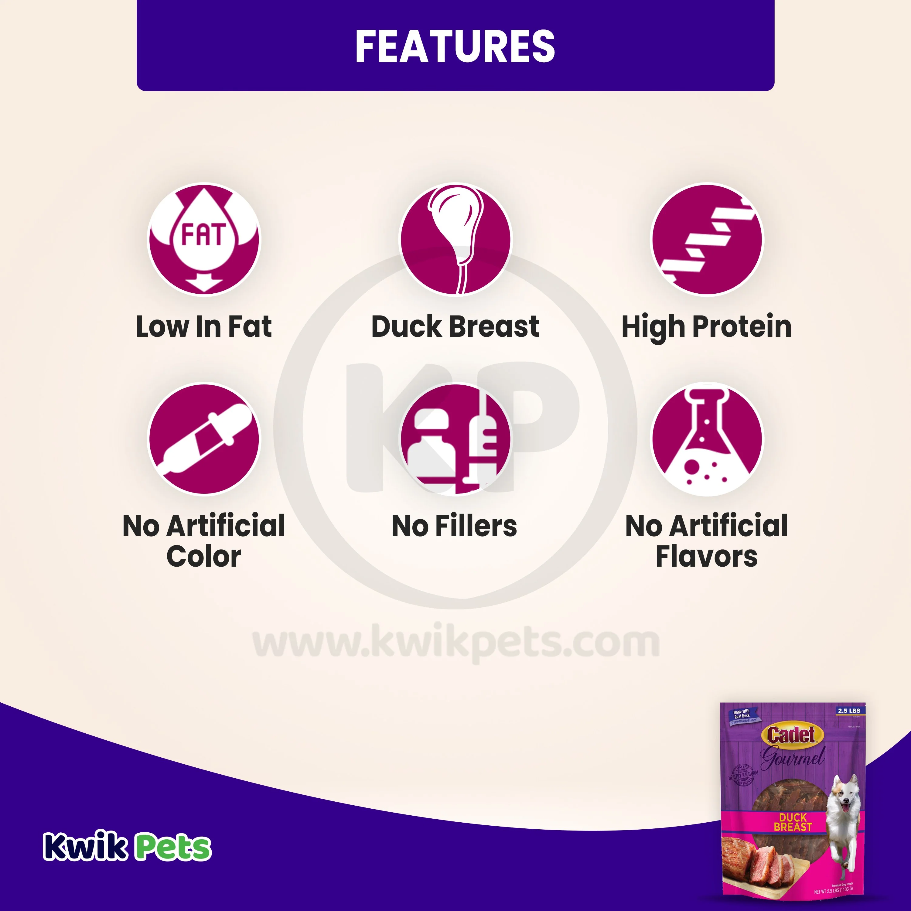 Cadet Gourmet Duck Breast Treats for Dogs 2.5-lb - Image 3