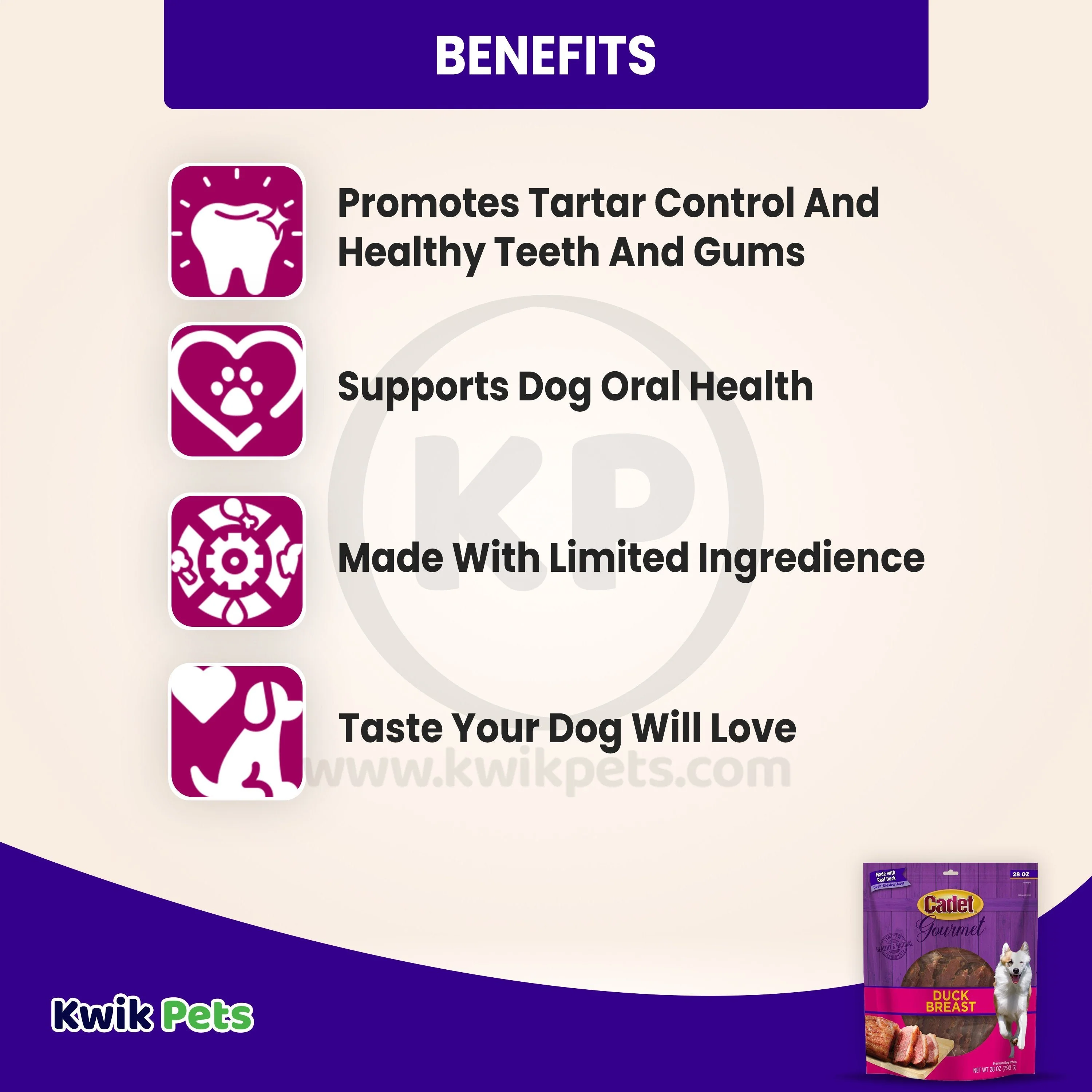 Cadet Gourmet Duck Breast Treats for Dogs 28-oz - Image 4