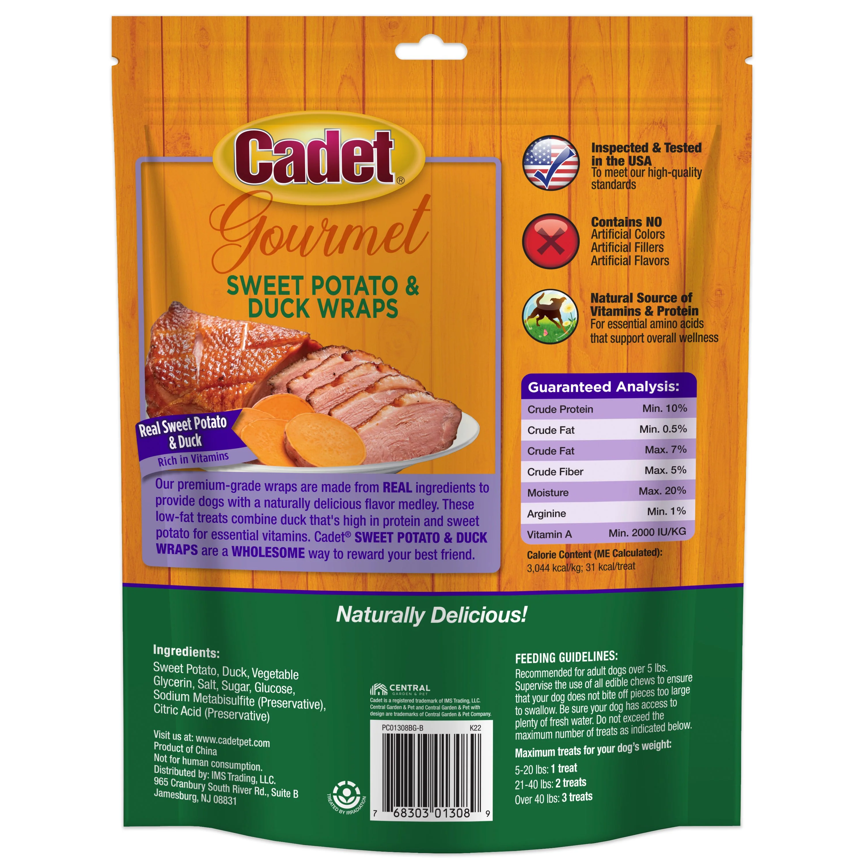 Cadet Gourmet Sweet Potato & Duck Wrapped Dog Treats 14-oz - Image 2