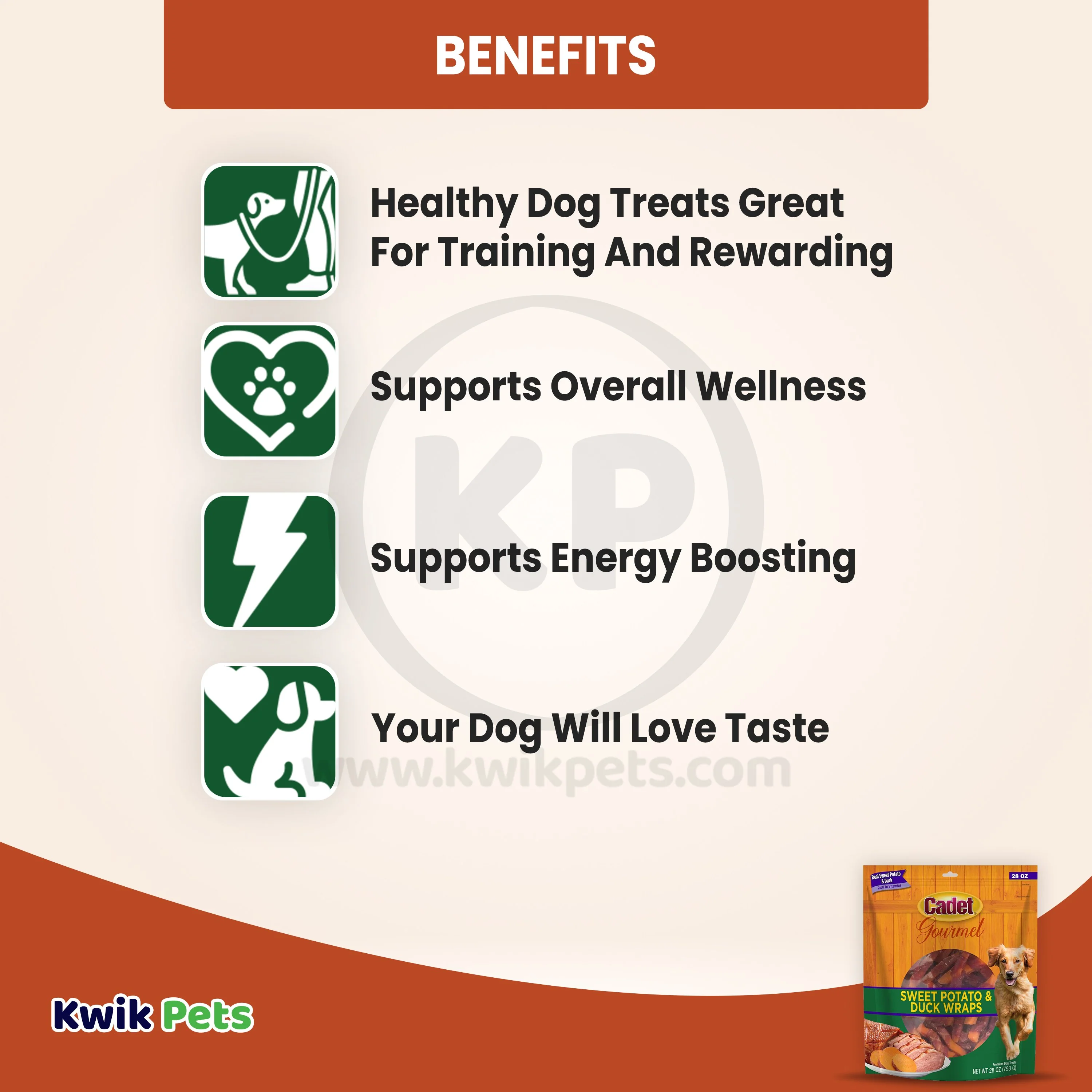 Cadet Gourmet Sweet Potato & Duck Wrapped Dog Treats 28-oz - Image 4