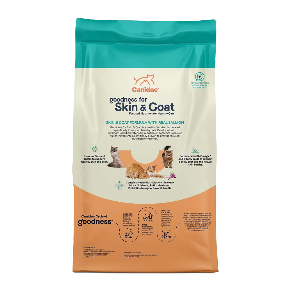 CANIDAE PURE Goodness for Skin & Coat Adult Dry Cat Food Salmon 10-lb - Image 2