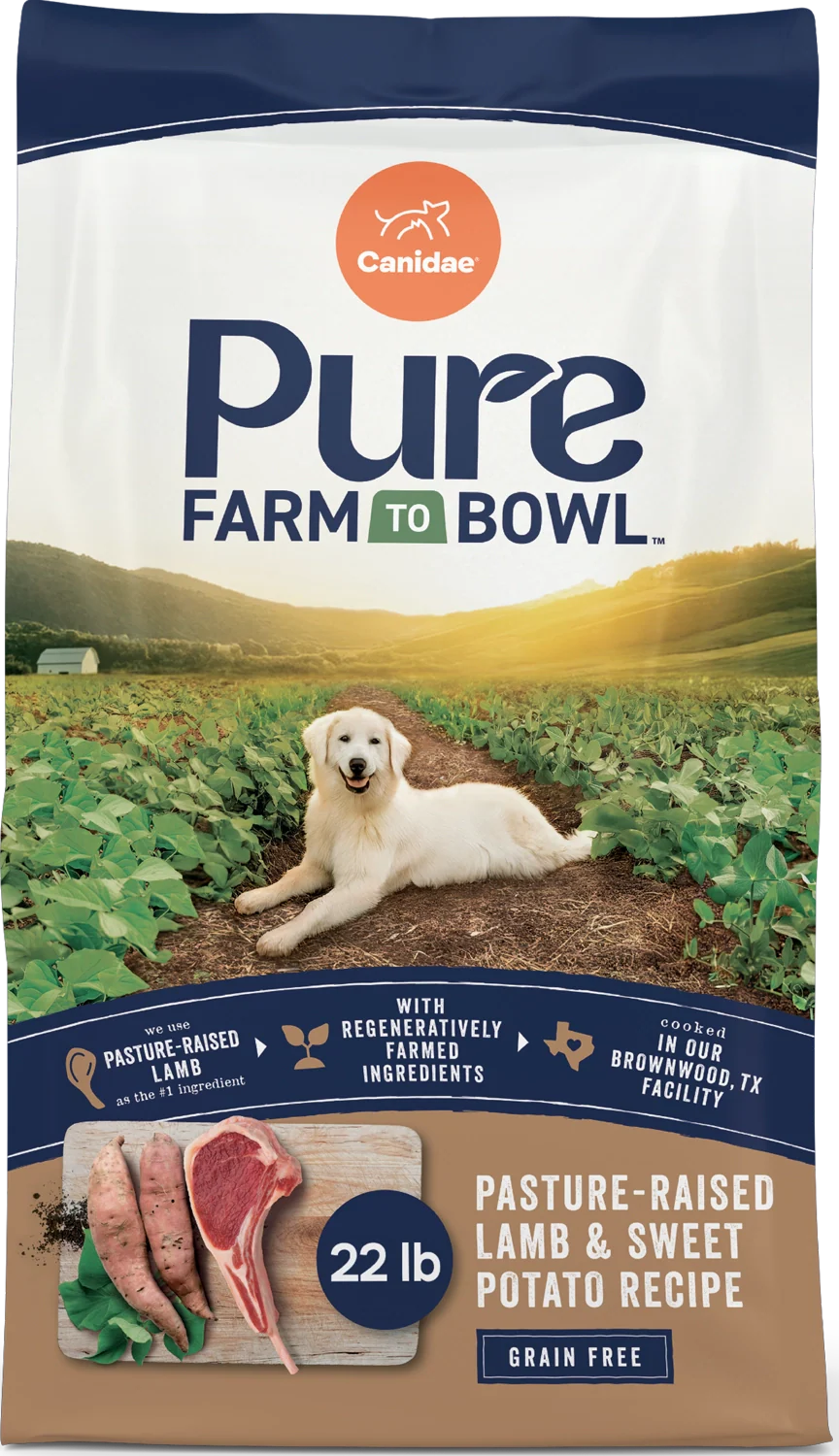 CANIDAE PURE Goodness Grain-Free Adult Dry Dog Food Real Lamb & Sweet Potato 22-lb
